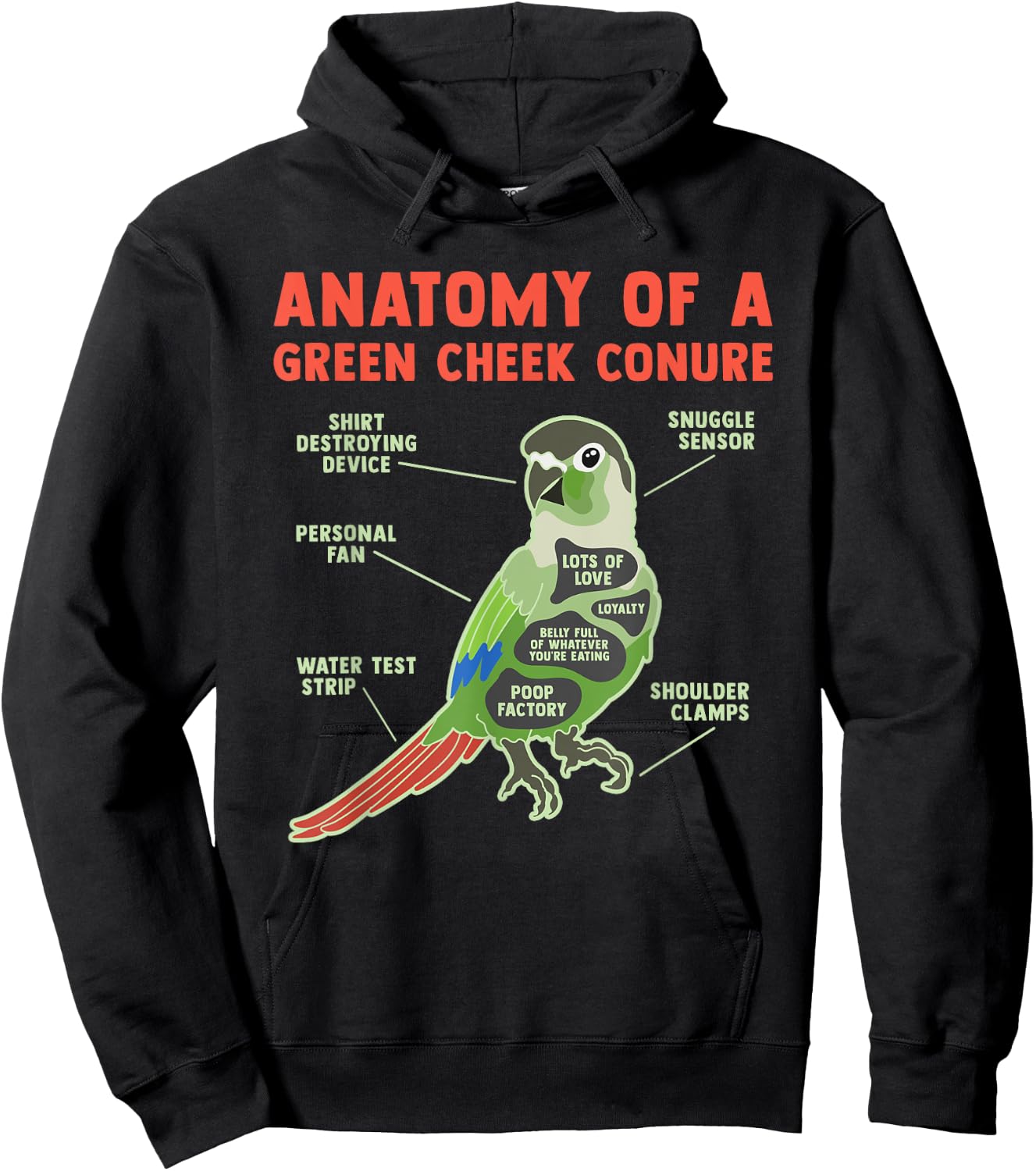 Funny Green Cheek Conure Bird Lover Pineapple Parrot Gifts Hoodie - Hoodie | Black