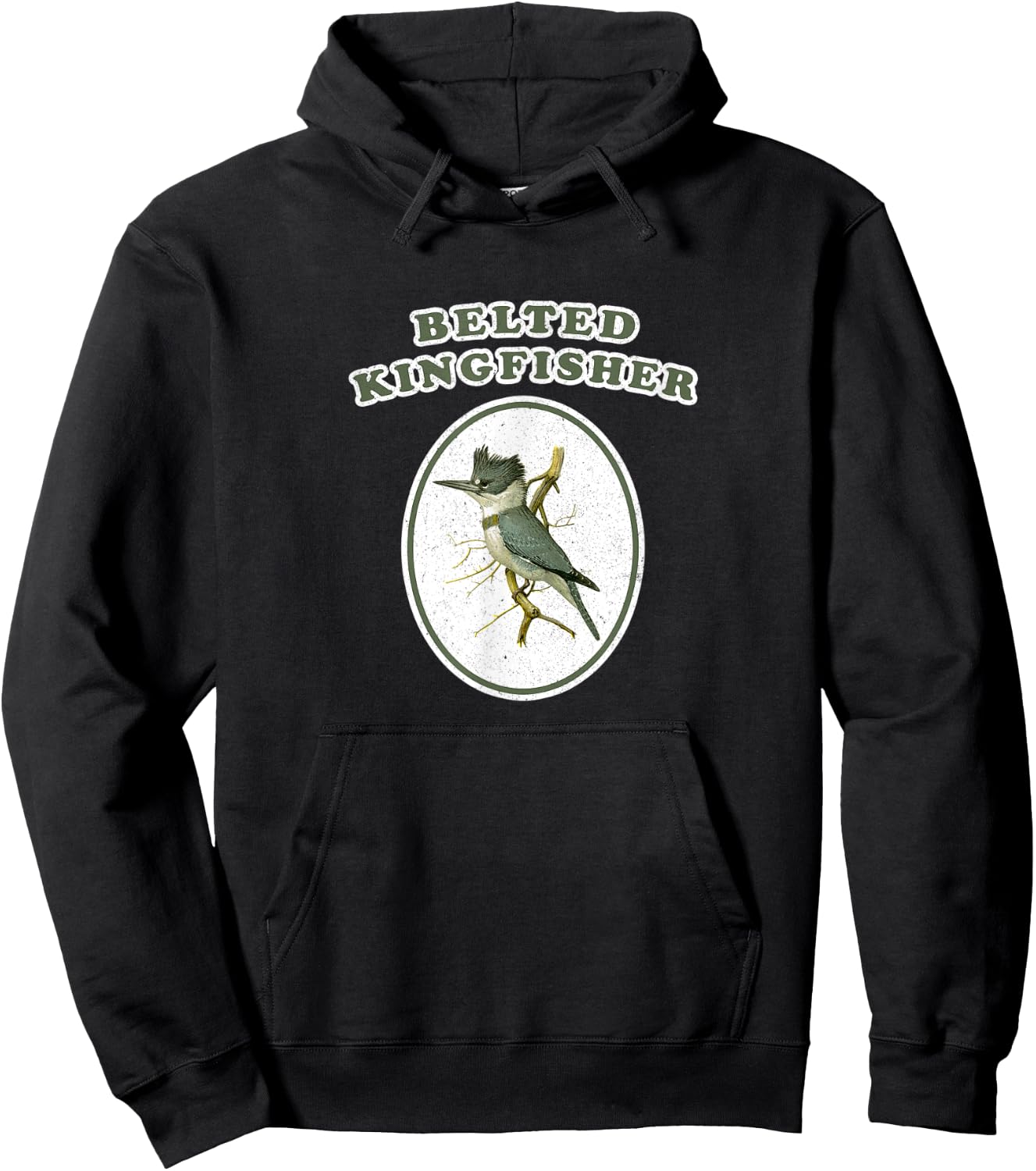 Retro Belted Kingfisher Vintage Bird Hoodie - Hoodie | Black