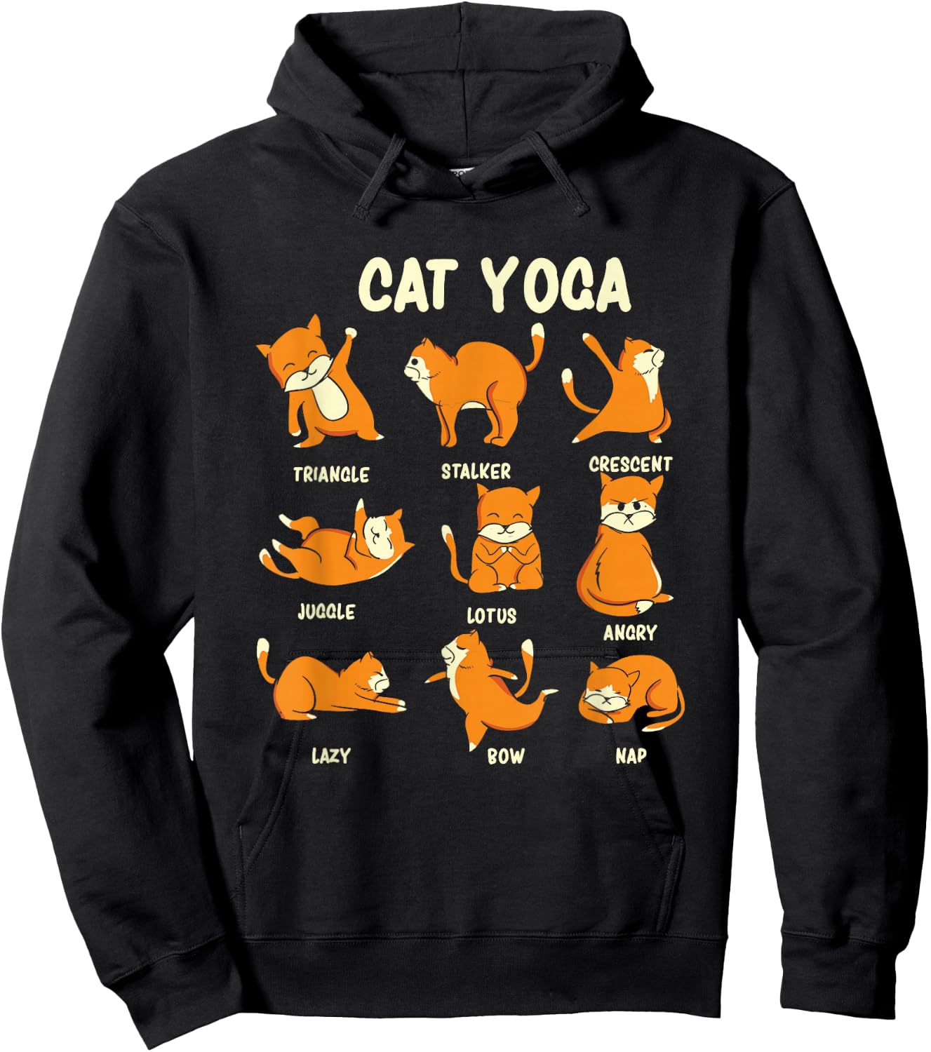 Funny Cat Yoga Poses Kitten Meditation Hoodie - Hoodie | Black