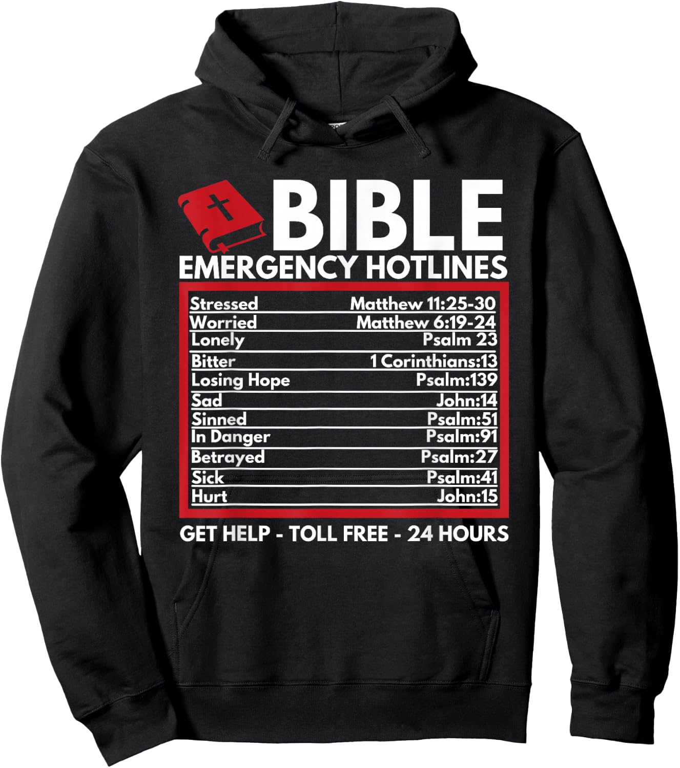Bible Emergency Numbers - Funny Christian Bible & Jesus Hoodie - Hoodie | Black