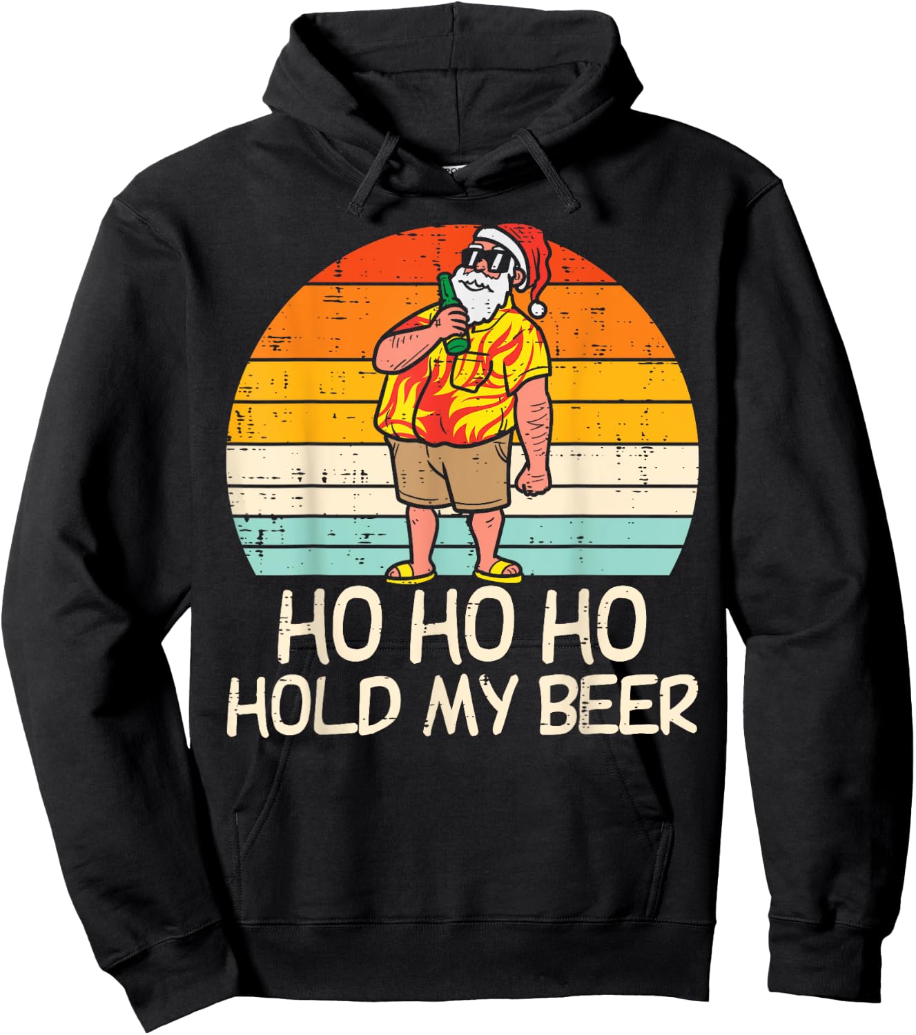 Ho Ho Hold My Beer Santa Summer Christmas In July Drinking Women Hoodie - Hoodie | Black