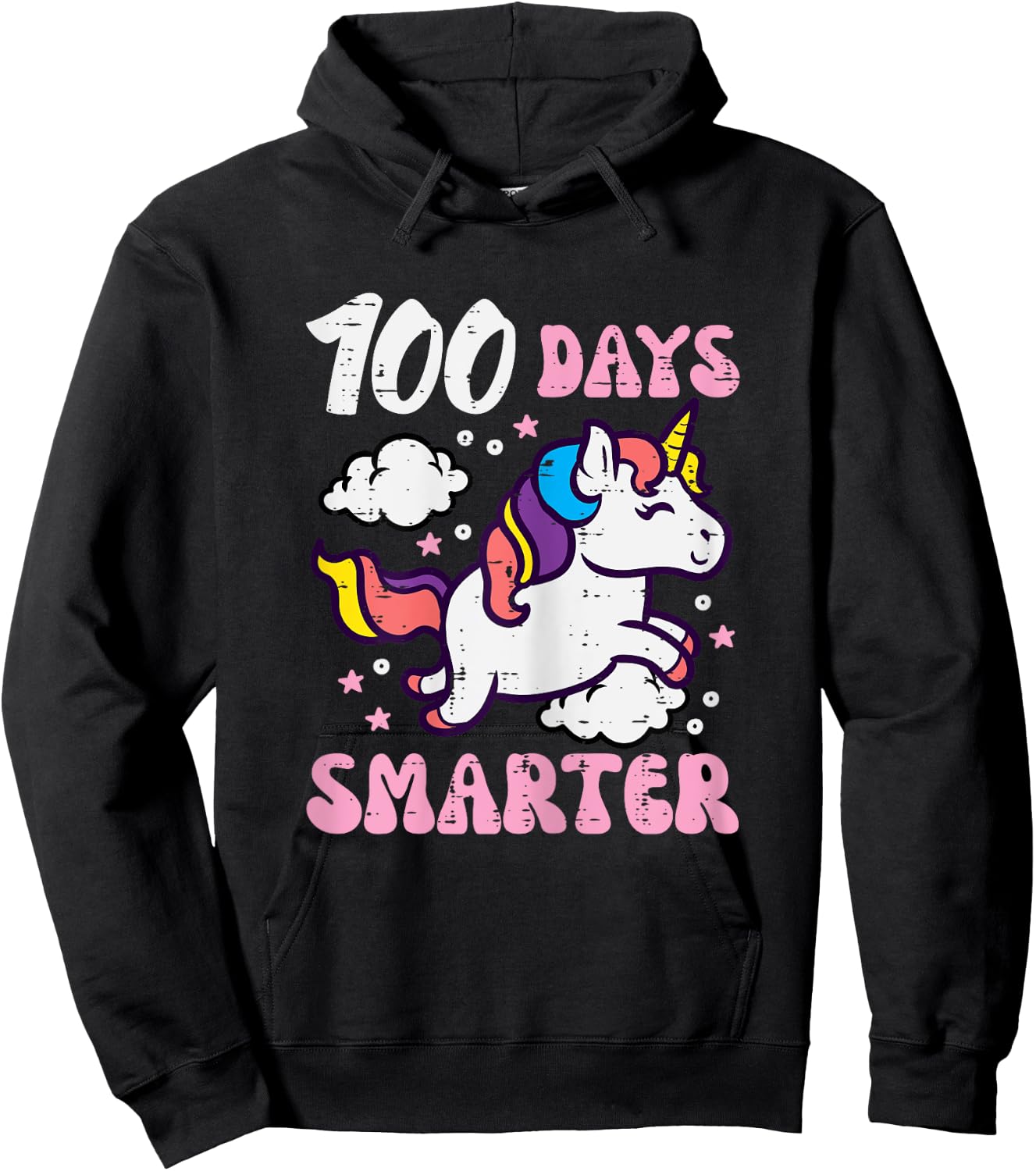 100 Days Smarter Unicorn 100th Day School Toddler Girls Kids Hoodie - Hoodie | Black