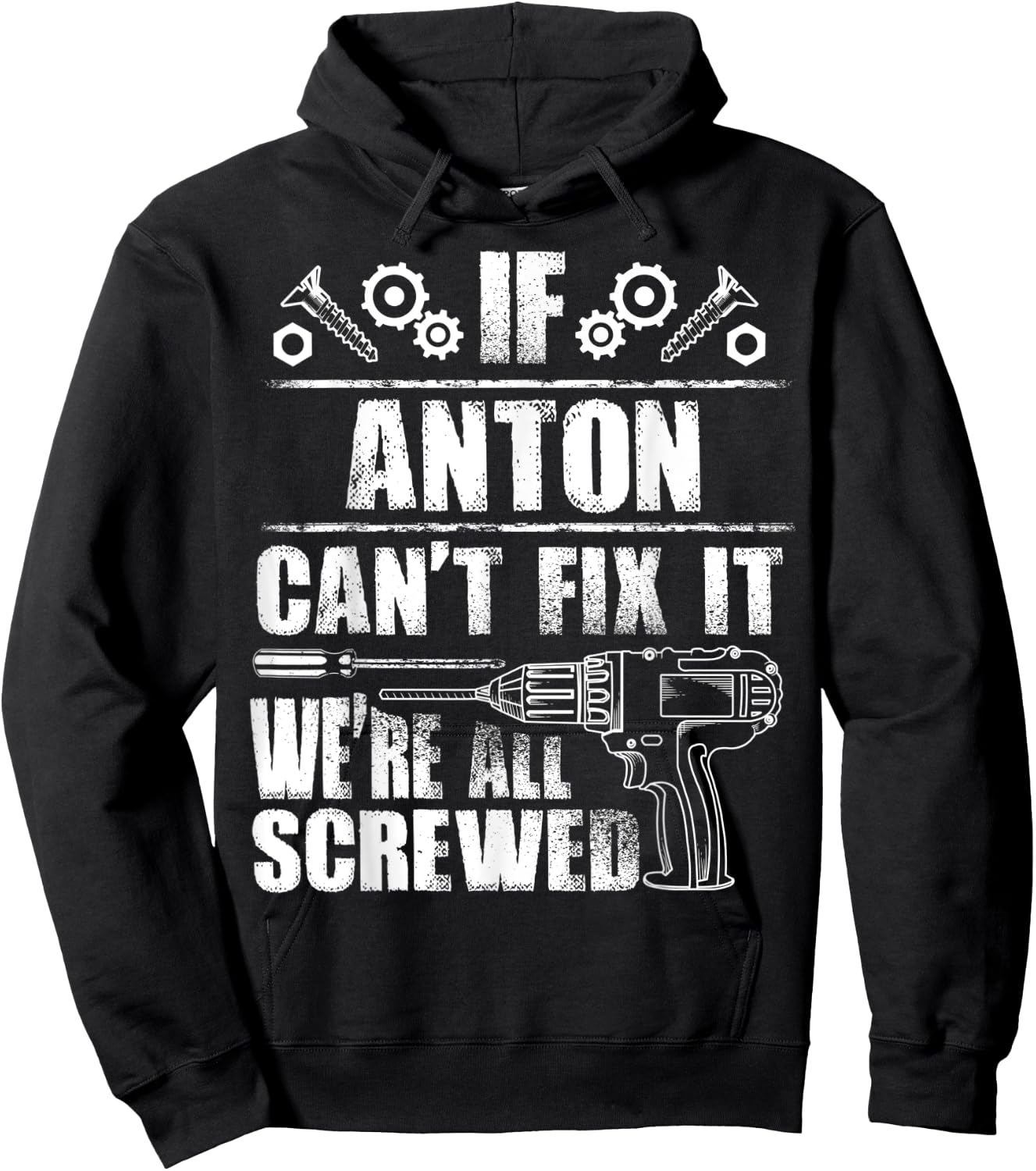 ANTON Gift Name Fix It Funny Birthday Personalized Dad Idea Hoodie - Hoodie | Black