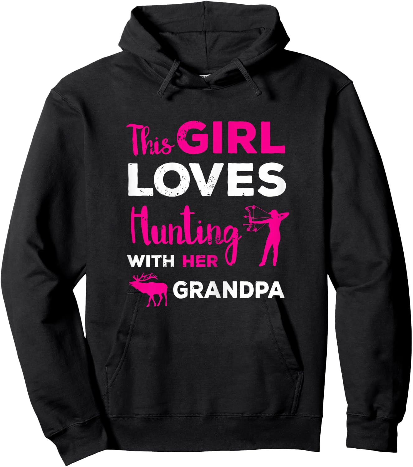 Cute Girls Hunting Gift Grandpa Hunting Granddaughter Hunter Hoodie - Hoodie | Black