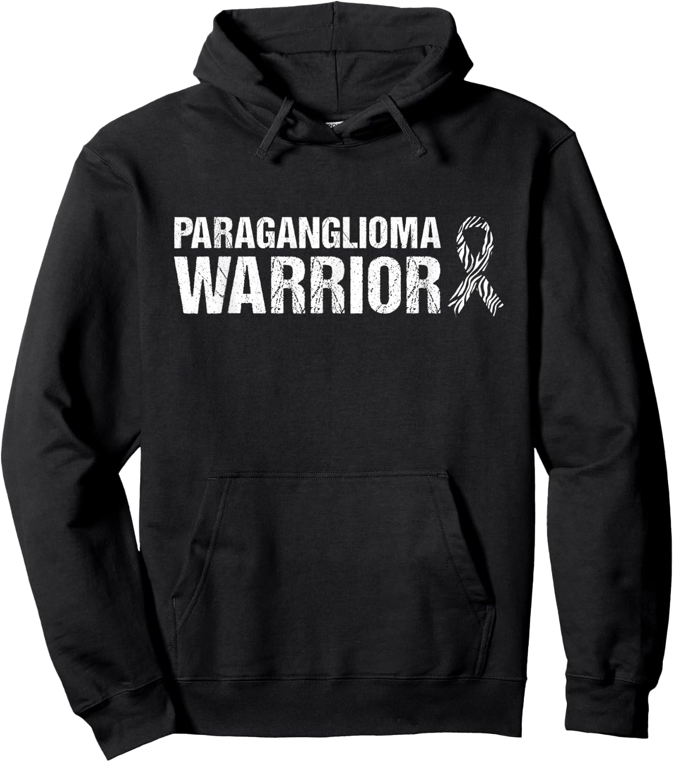 Paraganglioma Warrior Paraganglioma Awareness Zebra Ribbon Hoodie - Hoodie | Black