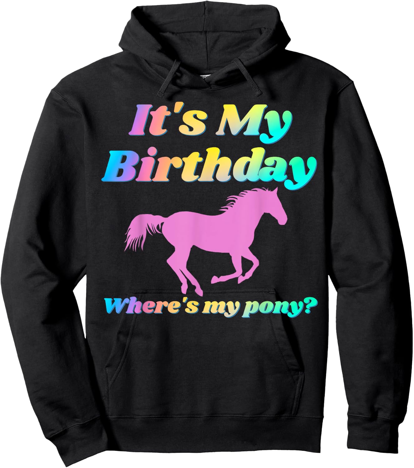 It's My Birthday Horse Lover Adult Funny Party Happy Gift Hoodie - Hoodie | Black
