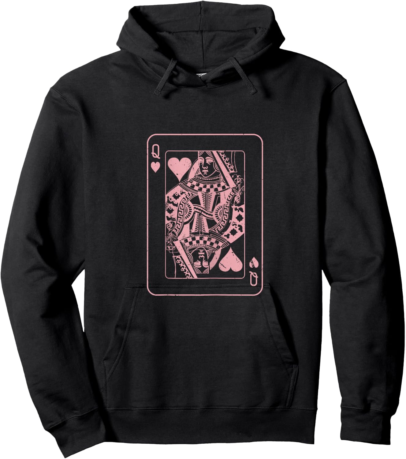 Heart Lady Playing Card - Poker Skat Double Head Wedding Couple Hoodie - Hoodie | Black