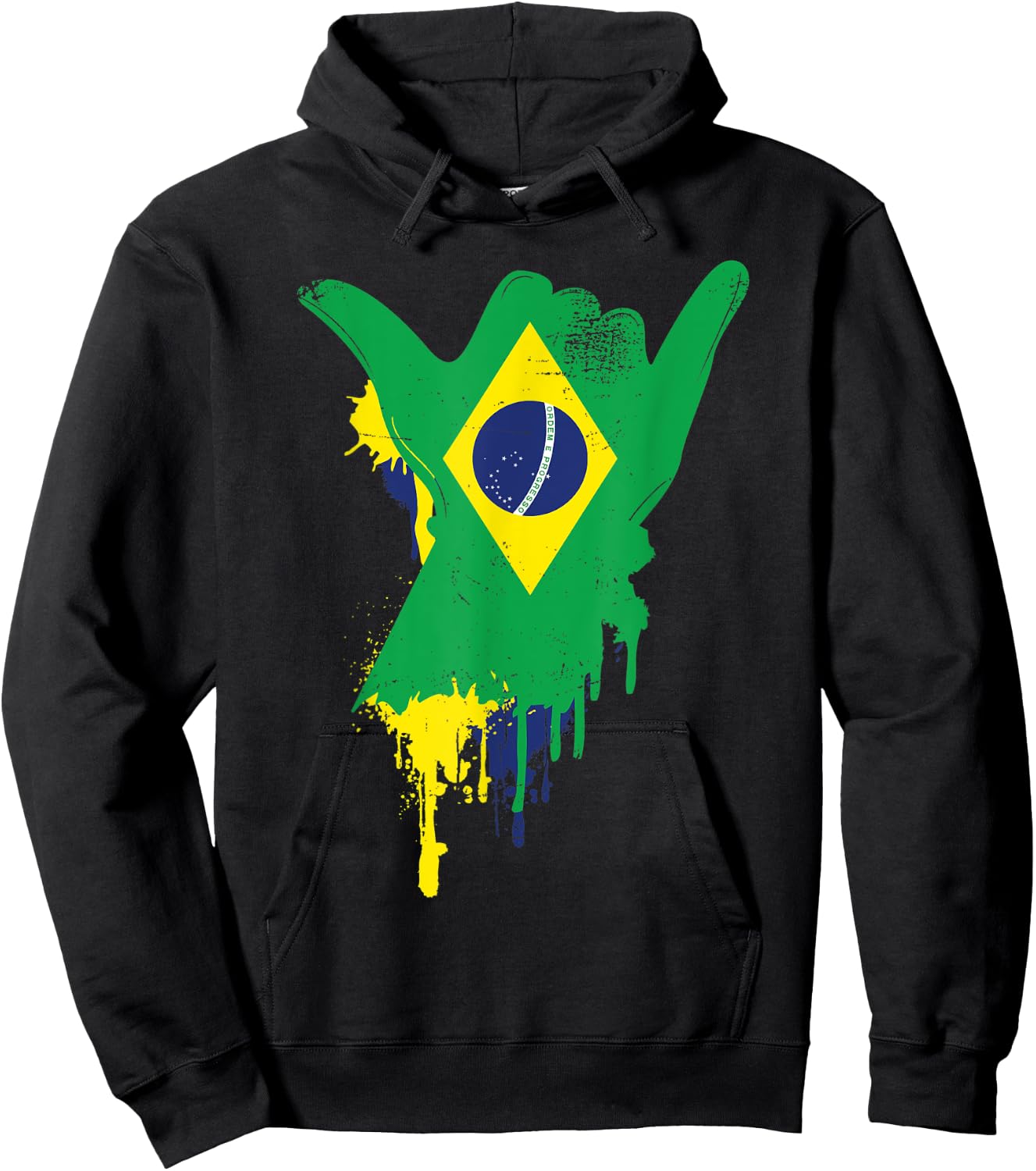 Shaka Sign Vintage Brazil Flag - Surfing & Surf Hoodie - Hoodie | Black