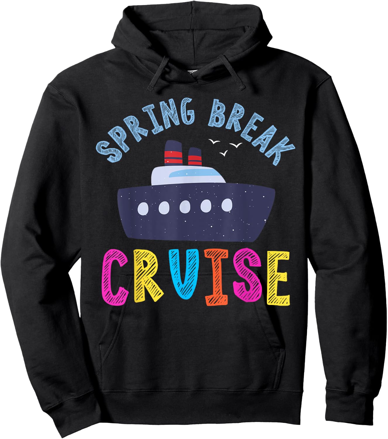 Spring Break Cruise 2024 Kids Boy Girl Family Vacation Trip Hoodie - Hoodie | Black