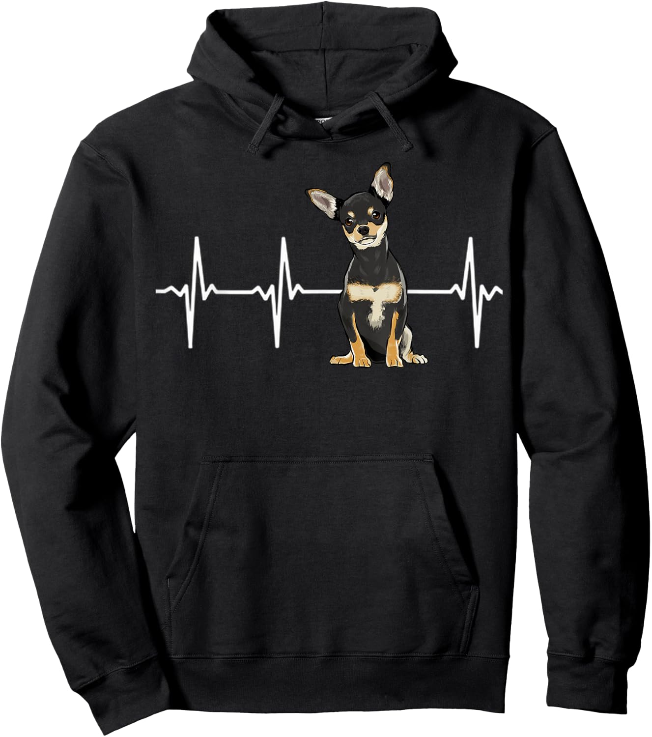 Black Chihuahua Heartbeat Dog Lover Men Women Kids Hoodie - Hoodie | Black