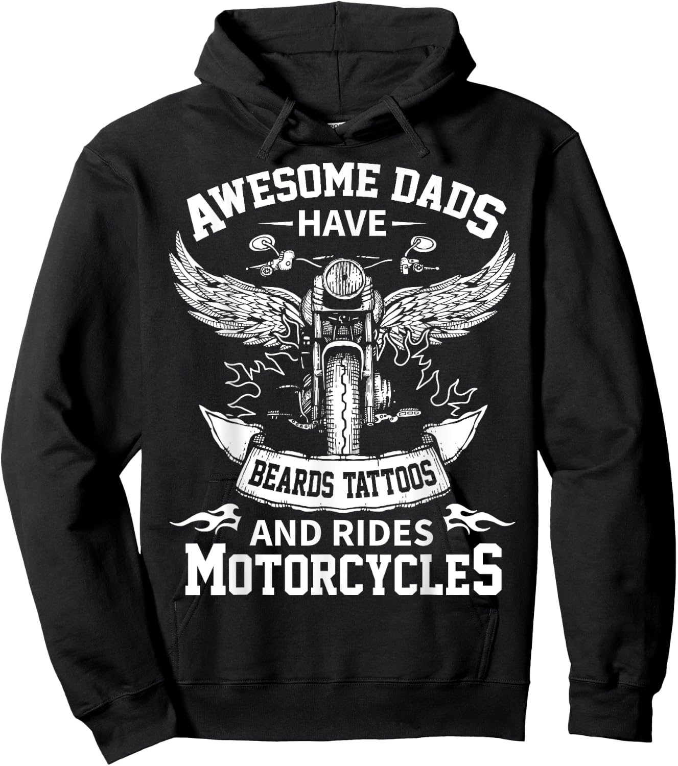 Awesome Dads Have Beards Tattoos and Rides Motorcycles Hoodie - Hoodie | Black