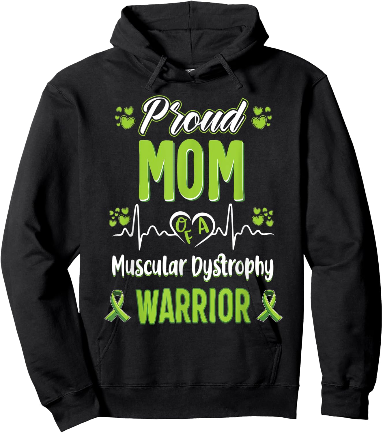 proud Mom Muscular dystrophy warrior awareness ribbon Hoodie - Hoodie | Black