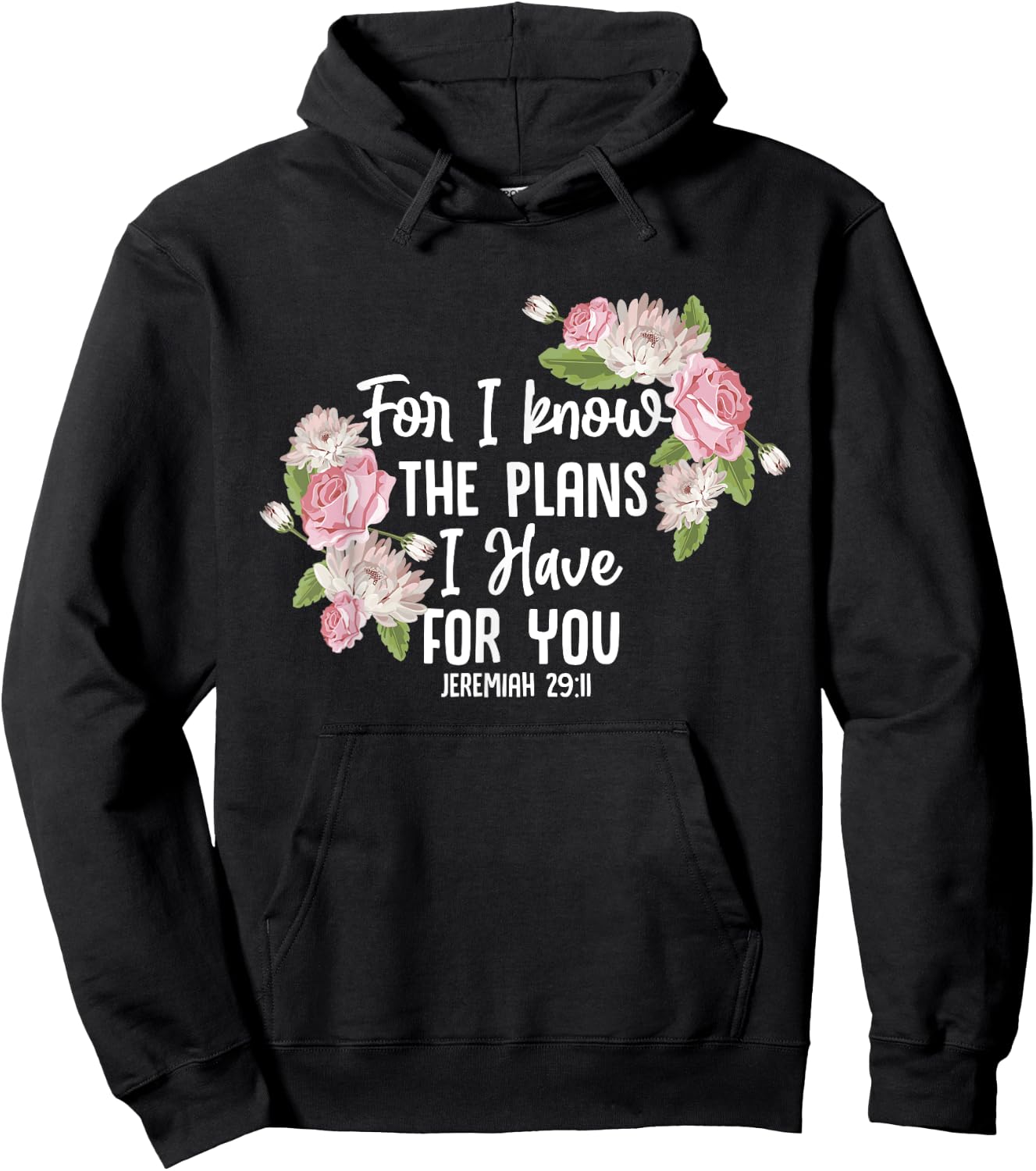 Christian Bible Verse Jeremiah 29:11 Rose Flower Hoodie - Hoodie | Black