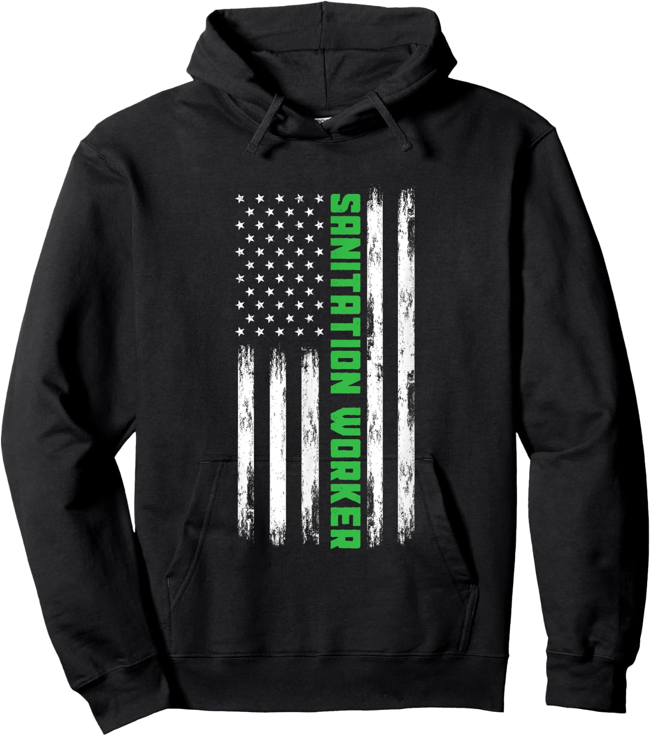 Sanitation Worker American Flag Funny Street Cleaner Men Hoodie - Hoodie | Black