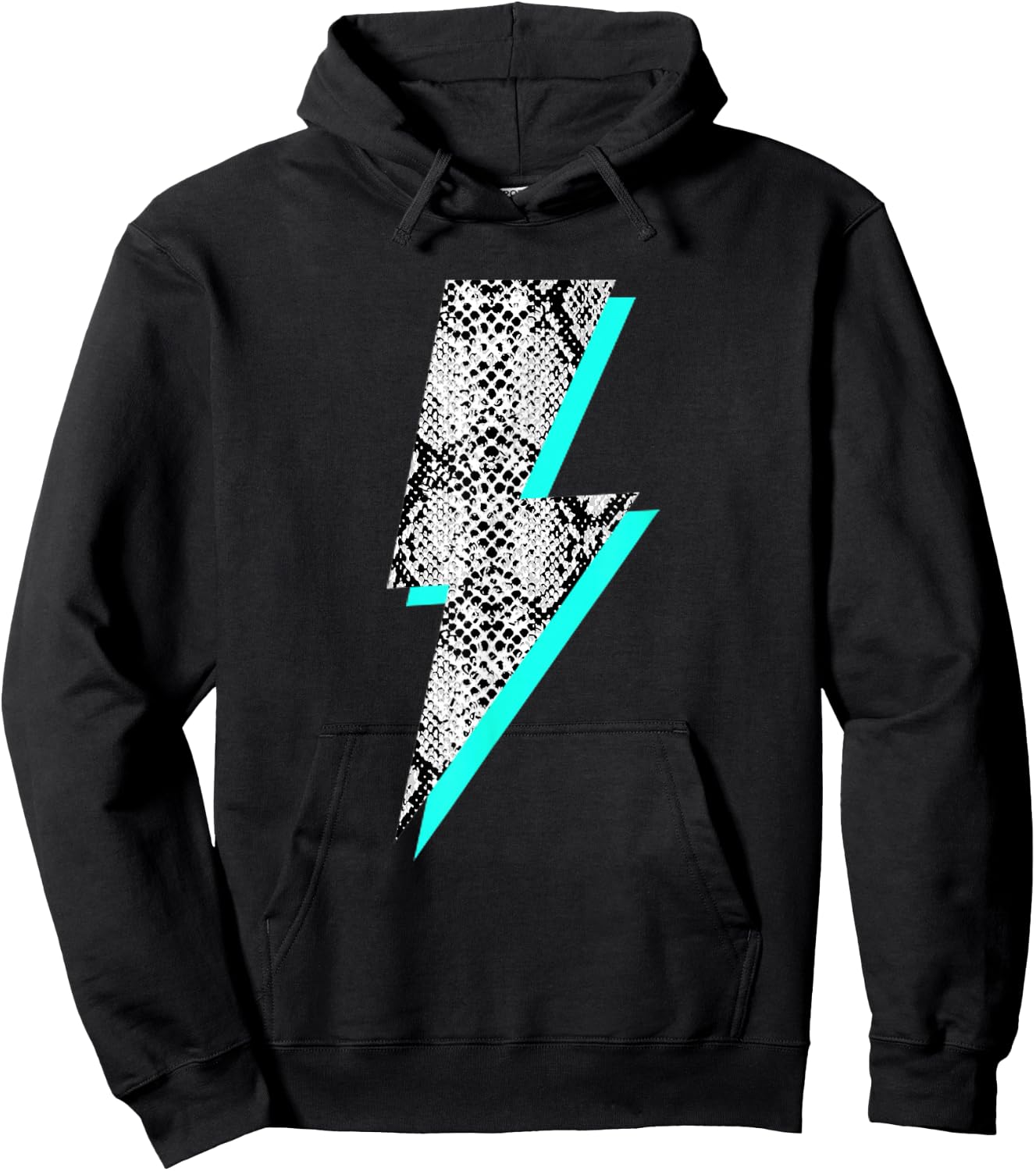 Snakeskin Lightning Bolt Animal Print Hoodie - Hoodie | Black
