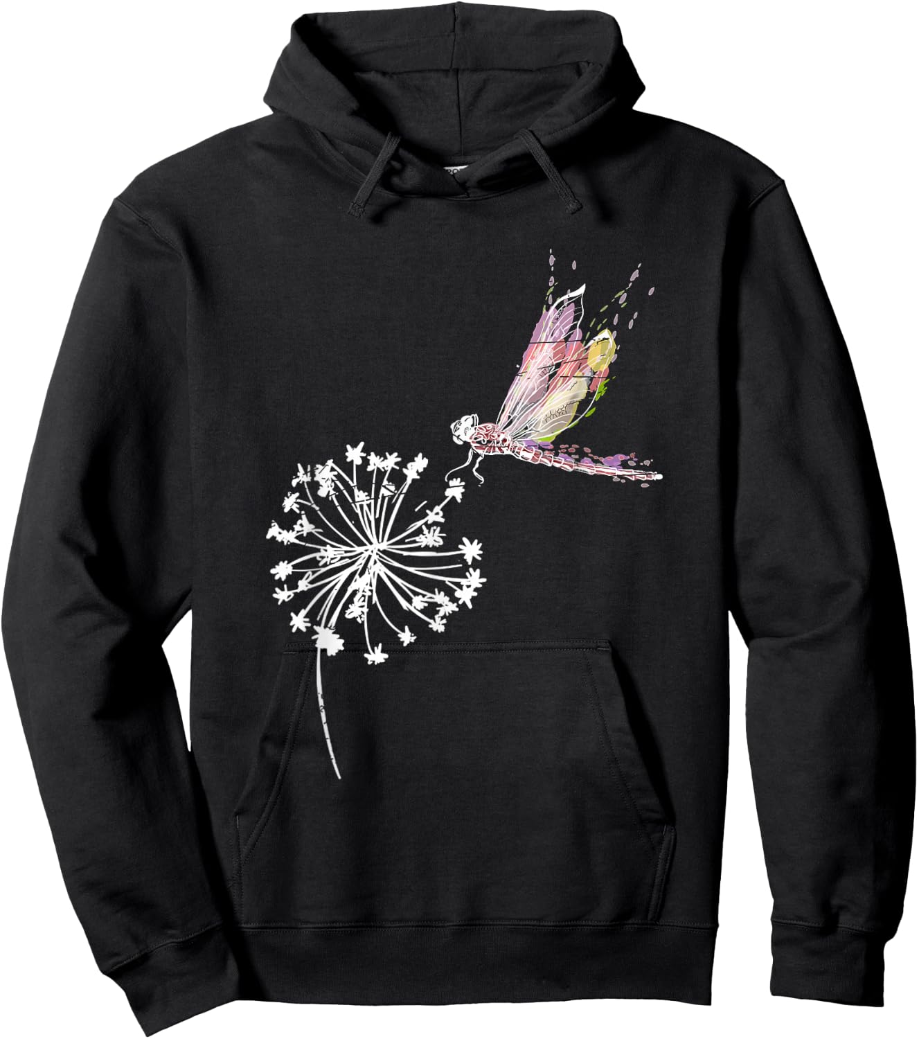 Dandelion Dragonfly Wildlife Gift Insect Dragonfly Hoodie - Hoodie | Black