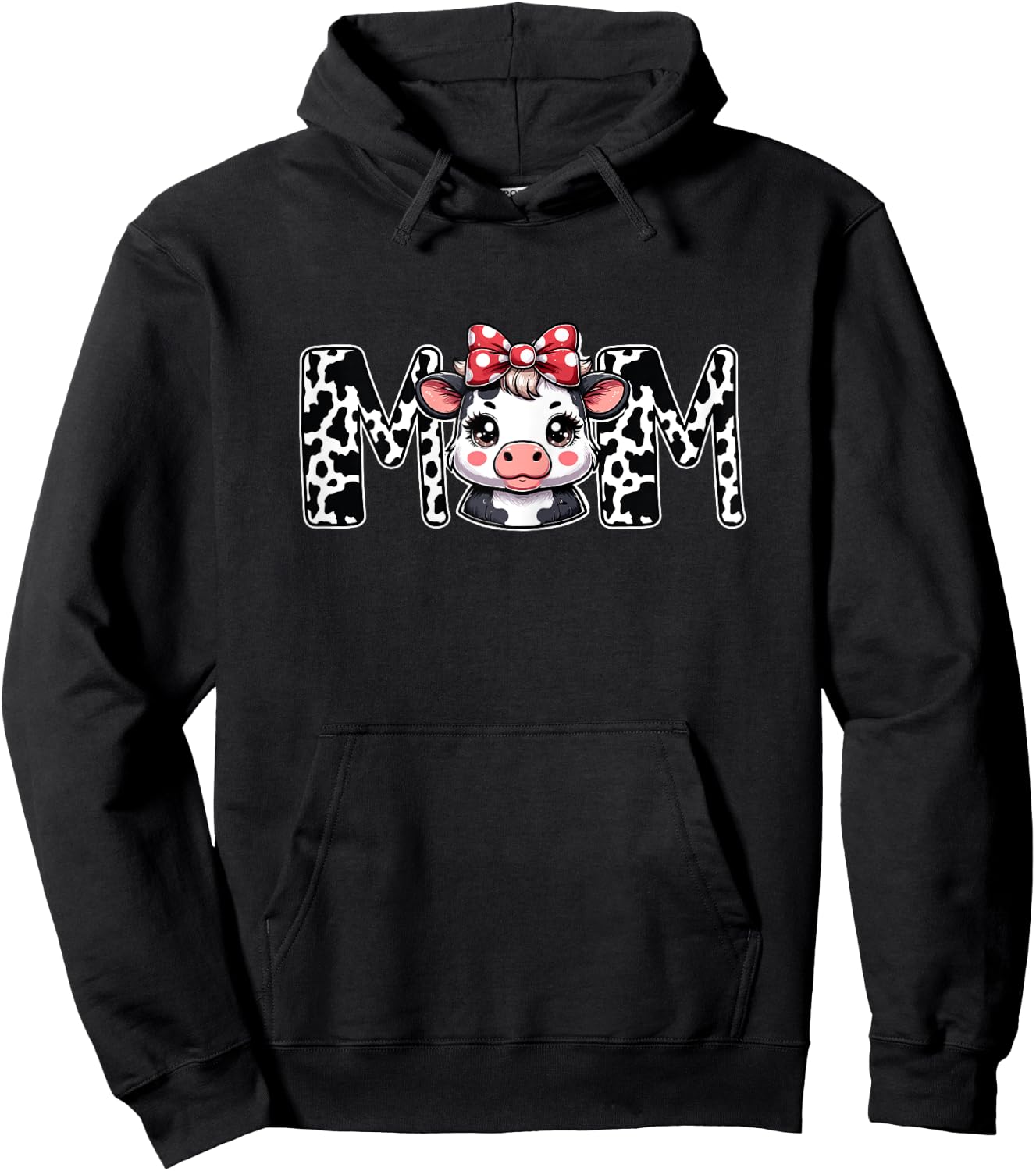 Mom Cow Print Mama Mommy Cow Pattern Mother's Day Hoodie - Hoodie | Black