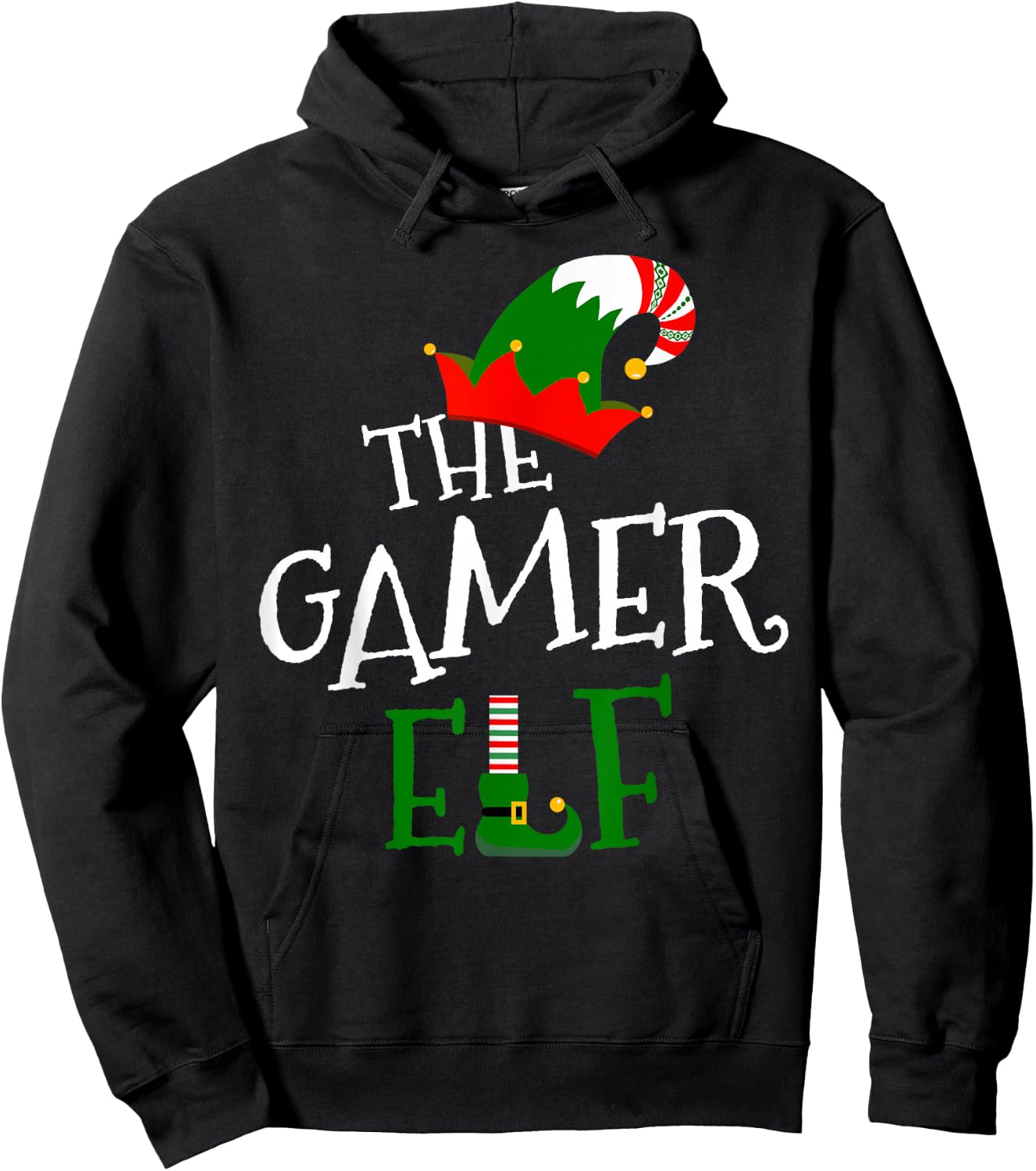 The Gamer Elf Family Matching Group Gift Christmas Costume Hoodie - Hoodie | Black