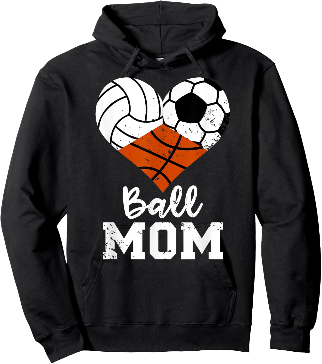 Ball Mom Funny Volleyball Soccer Basketball Mom Hoodie - Hoodie | Black