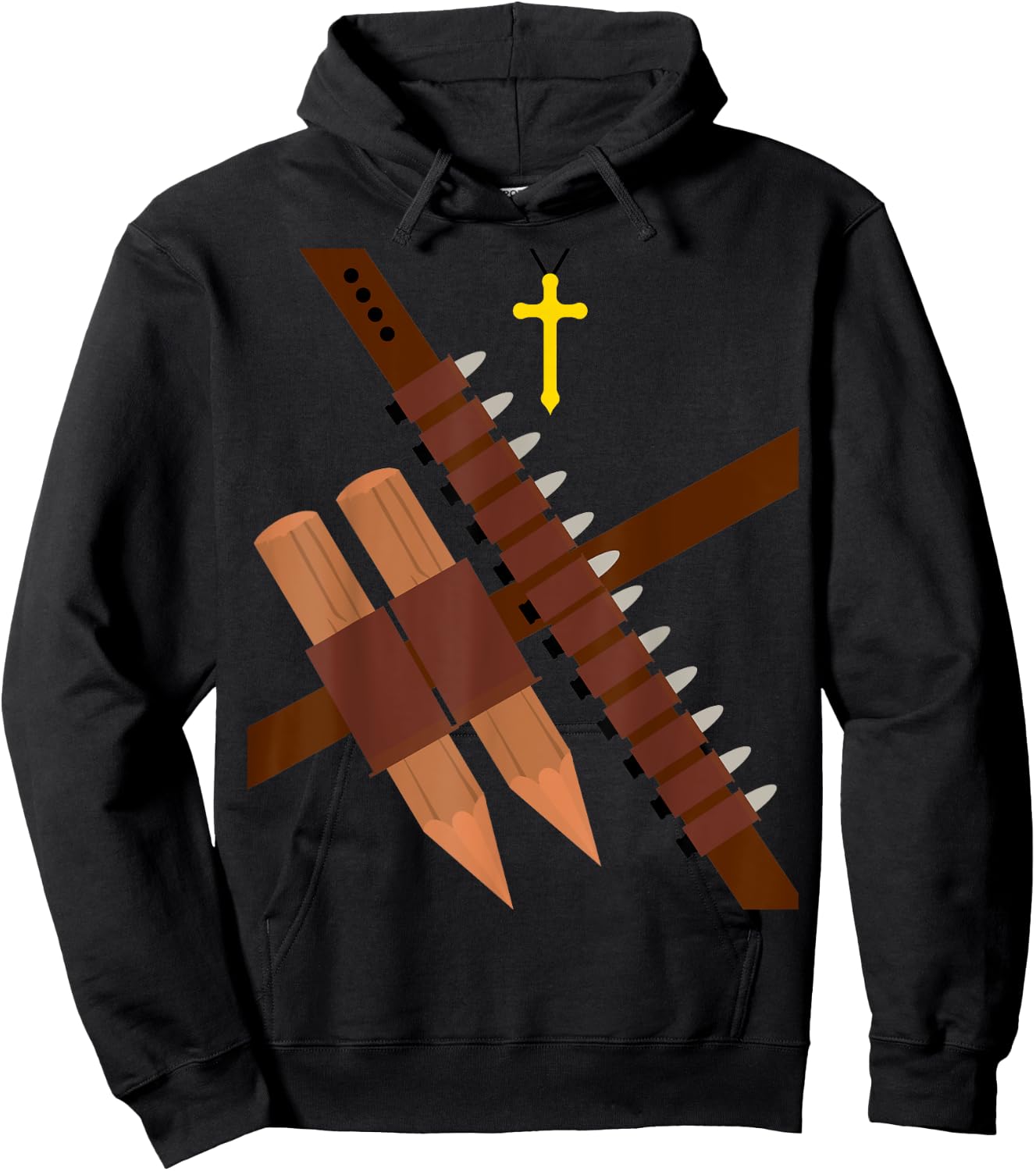 Vampire Hunter Halloween Costume, Silver Bullets and Stakes Hoodie - Hoodie | Black