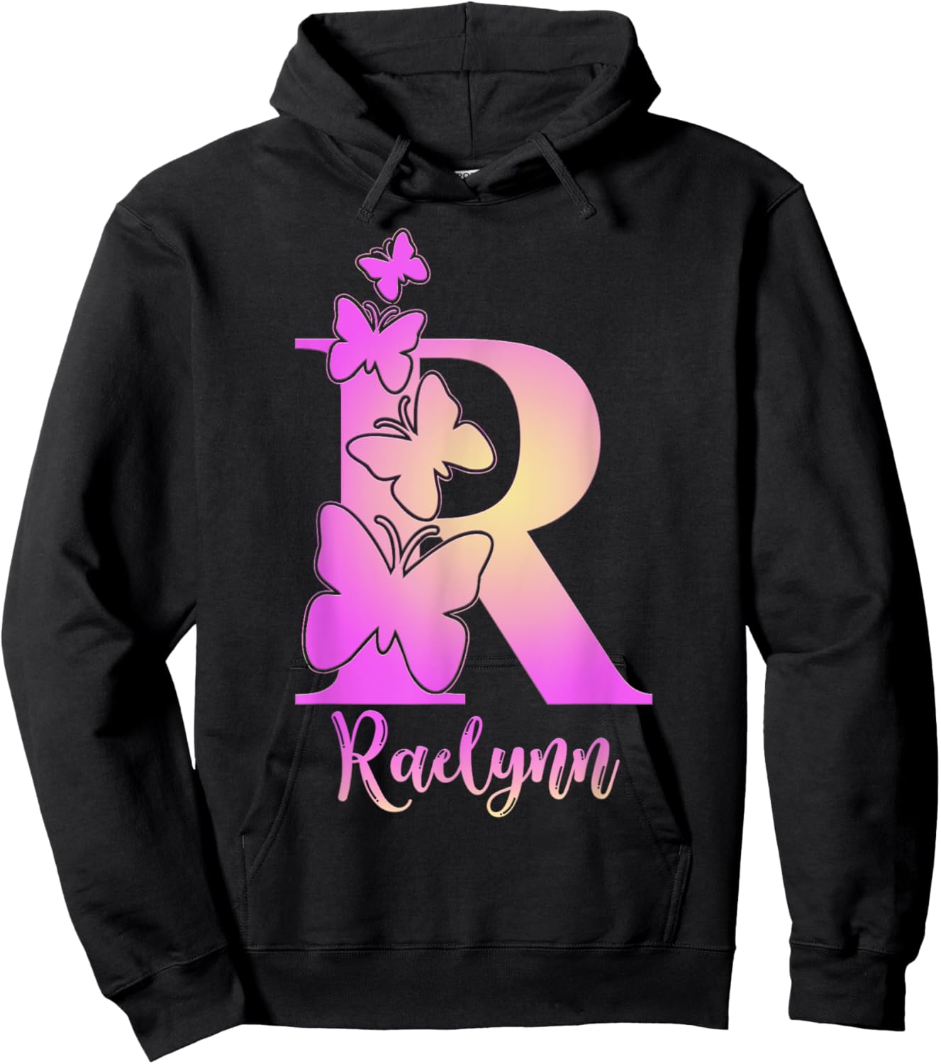 Raelynn, cute personalized butterfly custom kids girls name Hoodie - Hoodie | Black