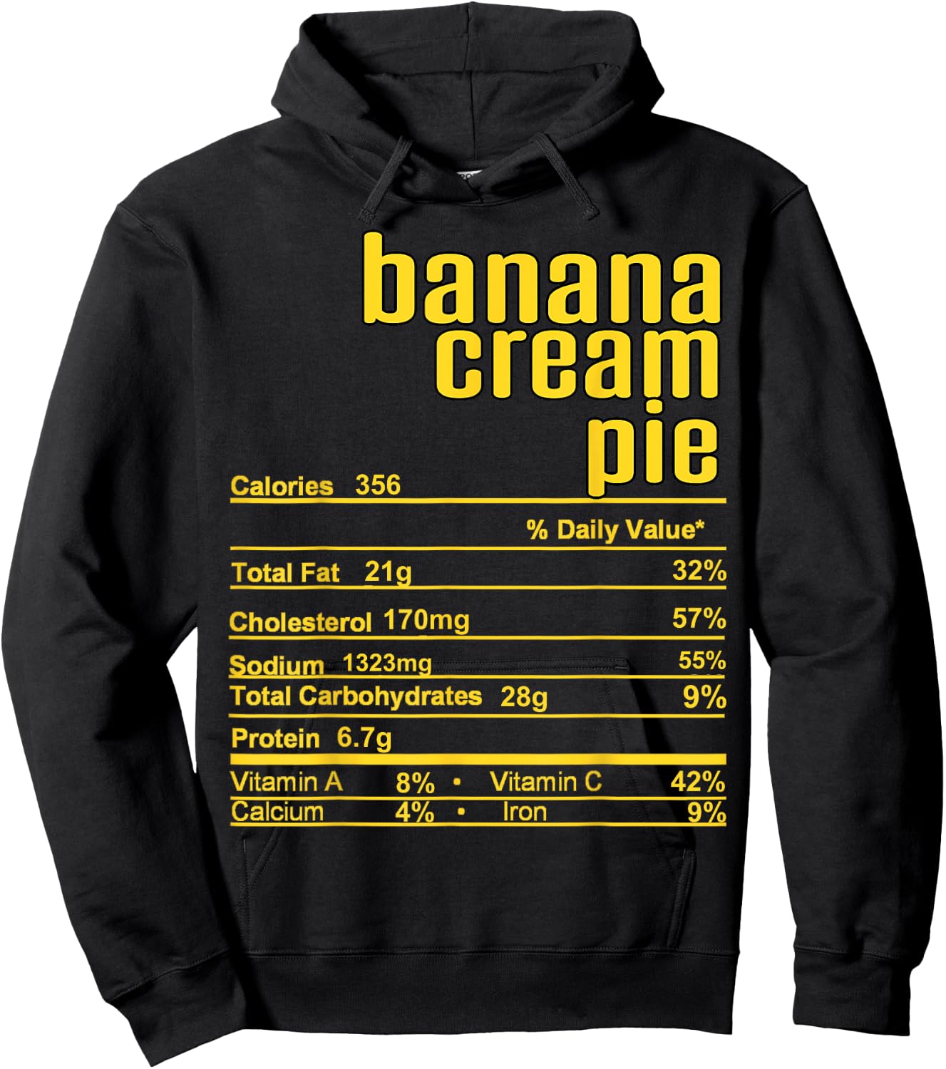 Thanksgiving Christmas Banana Cream Pie Nutrition Fact Hoodie - Hoodie | Black