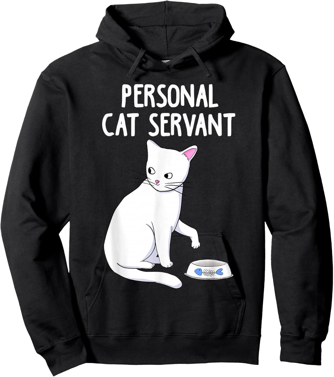 Personal Cat Servant white Cat Funny Cute Kitten Lover Gift Hoodie - Hoodie | Black
