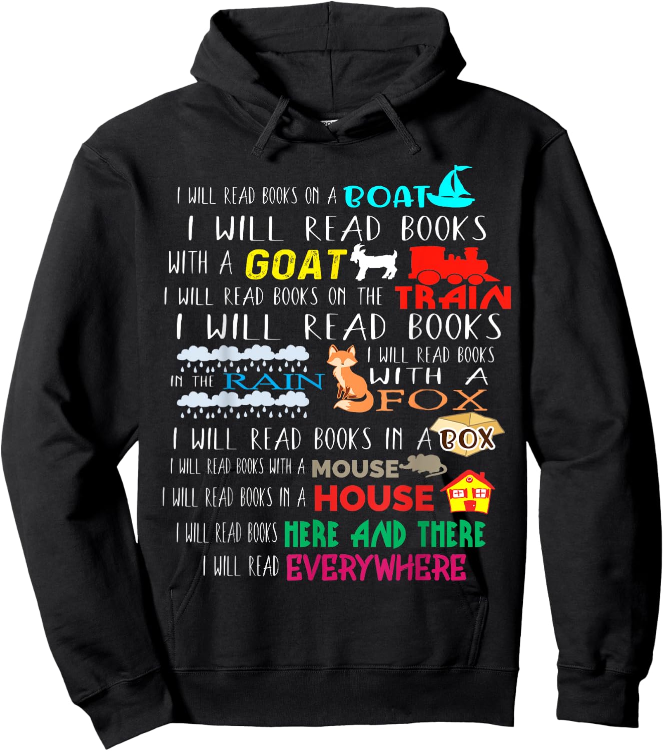 I Will Read Books On A Boat & Everywhere Reading Gifts Kids Short Sleeve Hoodie - Hoodie | Black