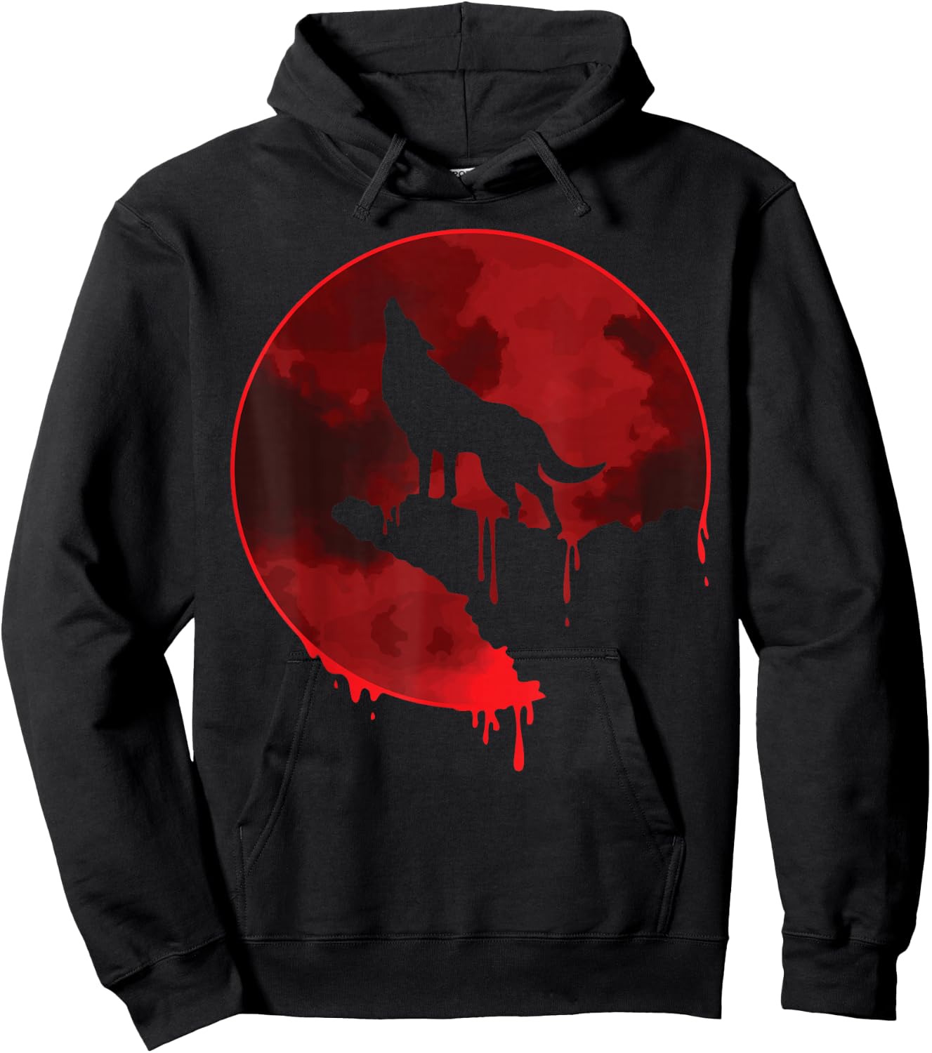 Luna Howling Supermoon Solar System - Mona Blood Moon Wolf Hoodie - Hoodie | Black