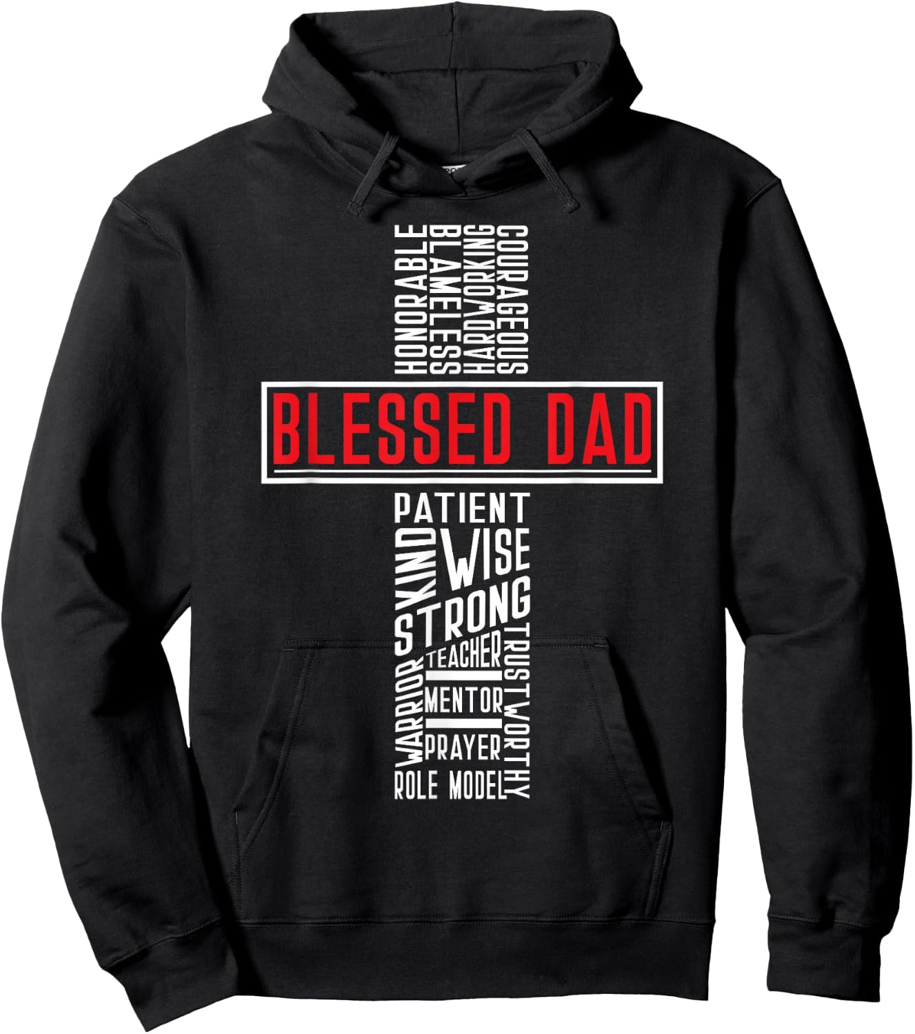 Christian, Blessed Dad, Bible Cross, Holy Fathers Day Hoodie - Hoodie | Black