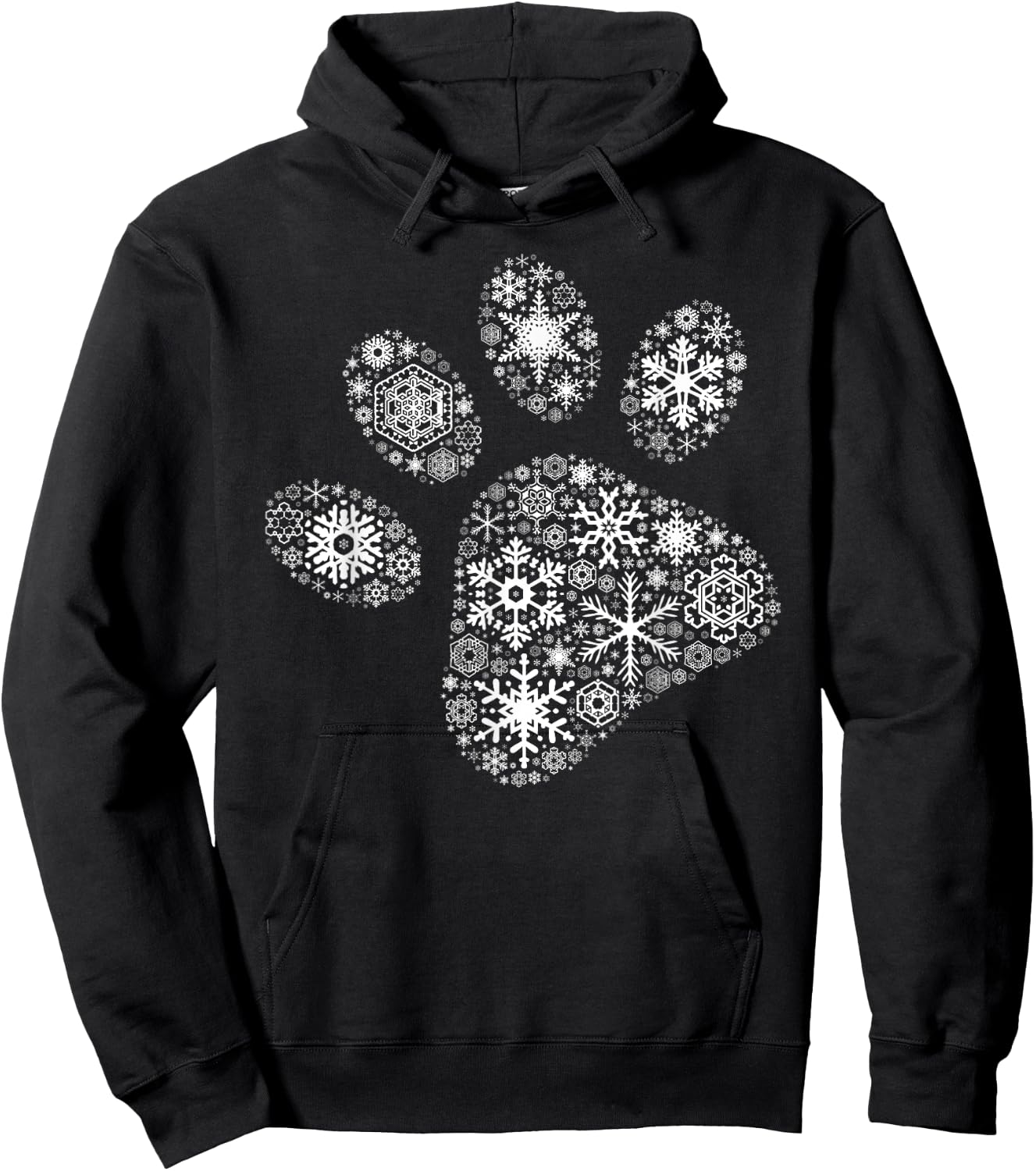 Xmas Costume Cute Animal Gifts Snowflake Puppy Merry Christmas Gifts - Dog Paw Print - Black, -Adults/Kids, Short Sleeve, Small, Classic Fit, Cotton 60% Polyester 40% Hoodie - Hoodie | Black