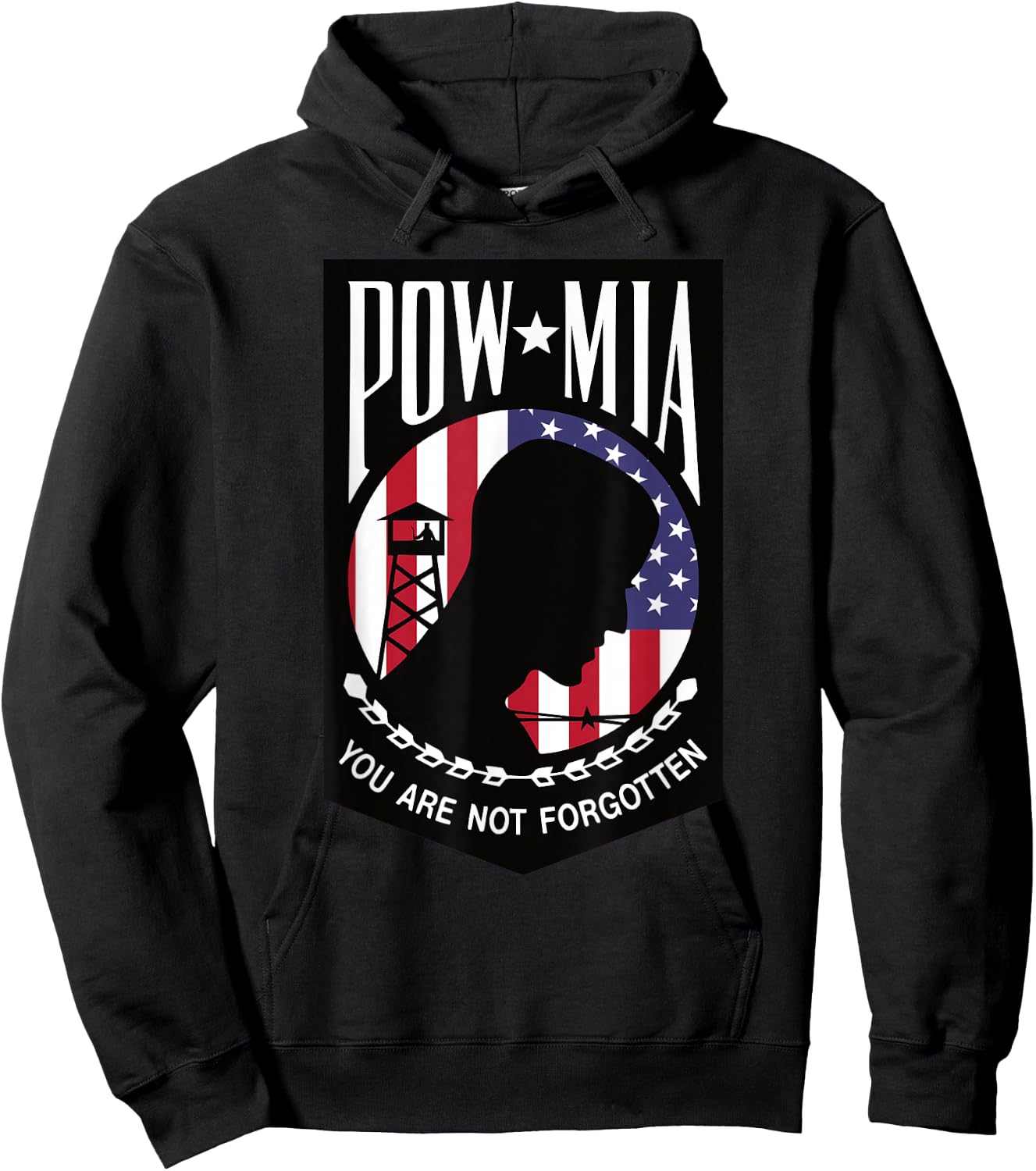 Pow Mia USA Flag You are not Forgotten Hoodie - Hoodie | Black