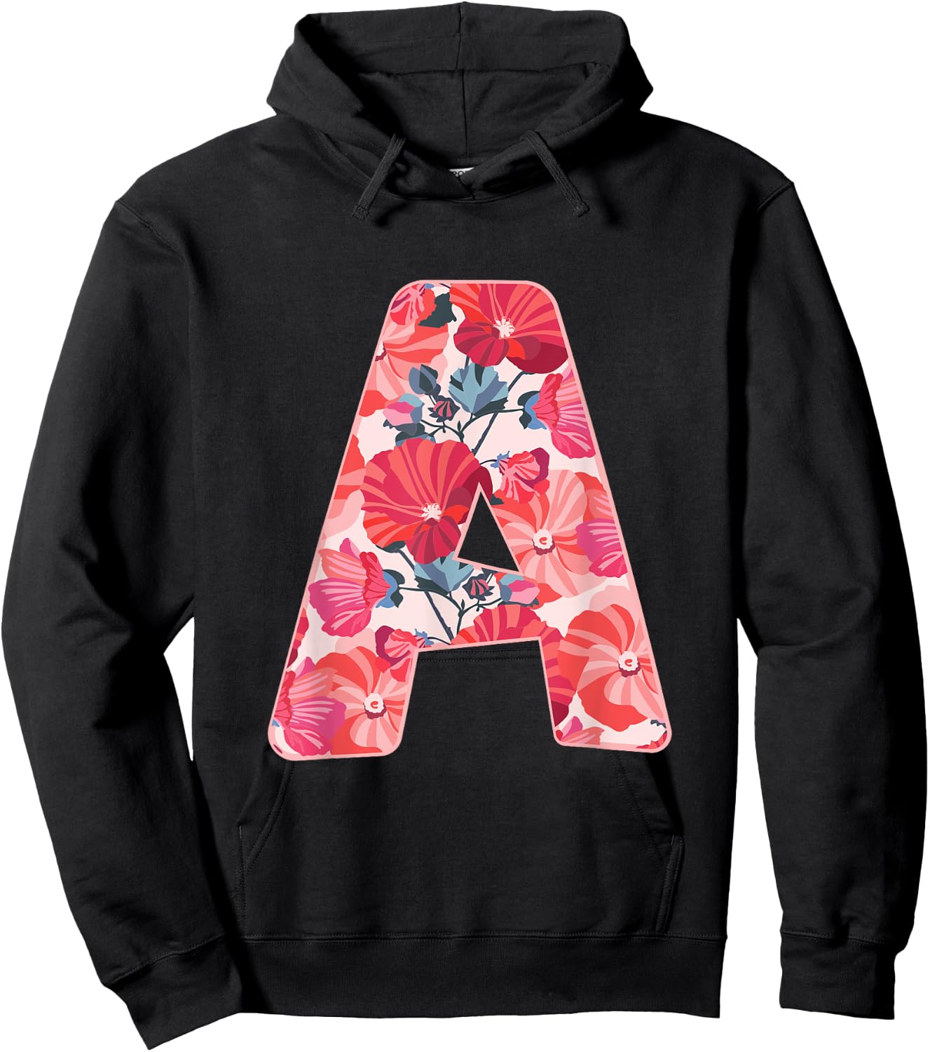 Letter a Sign Alphabet Last Name Vowel Flower Nature Gift Hoodie - Hoodie | Black
