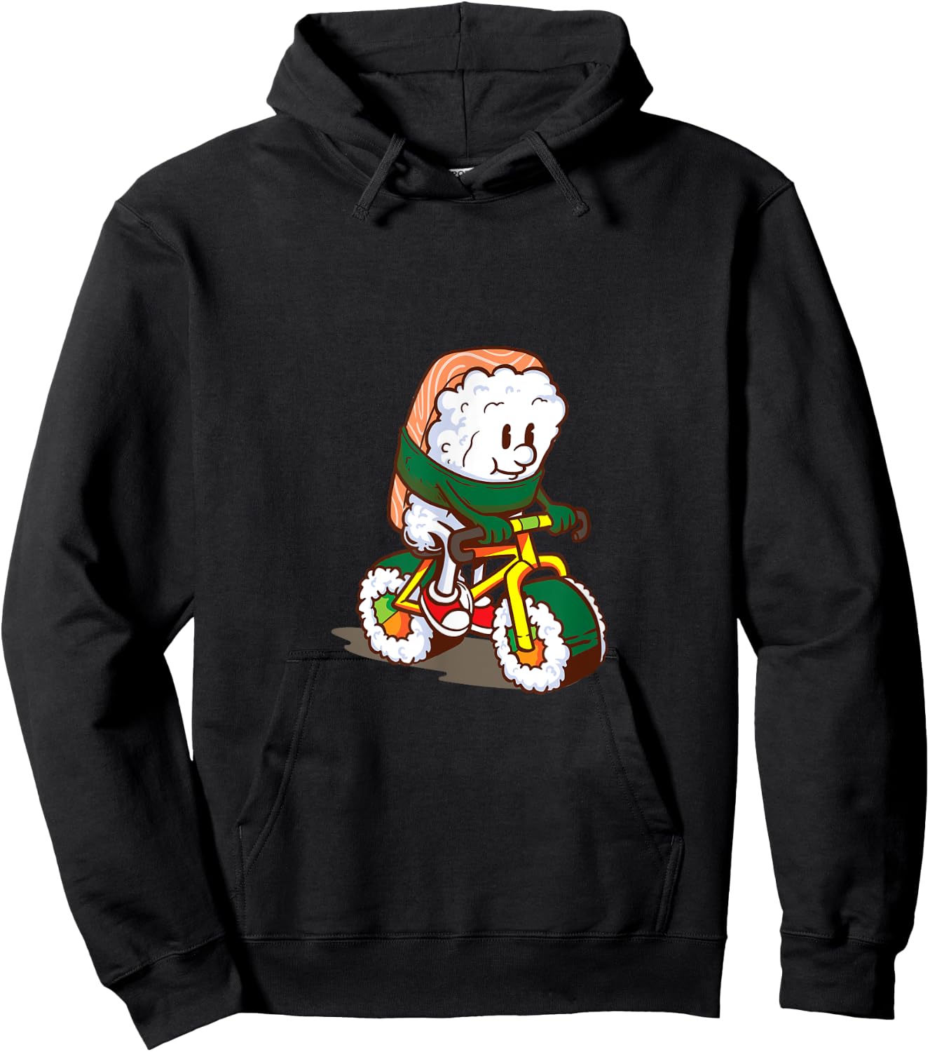 Cute Japanese Bicycle Sushi Salmon Asian Kitchen Food Hoodie - Hoodie | Black