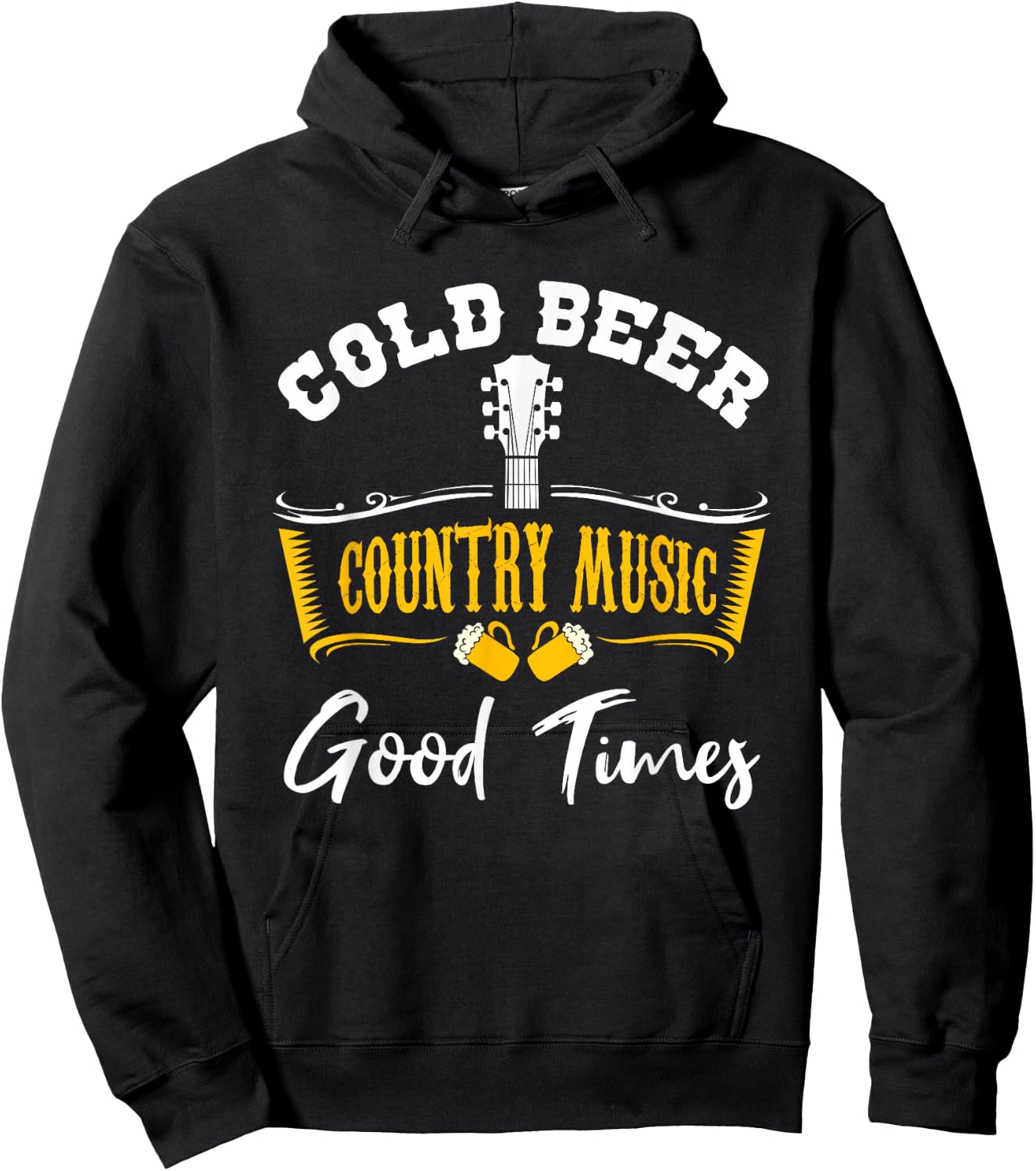 Vintage Cold Beer Country Music Good Times Musician Gift Hoodie - Hoodie | Black