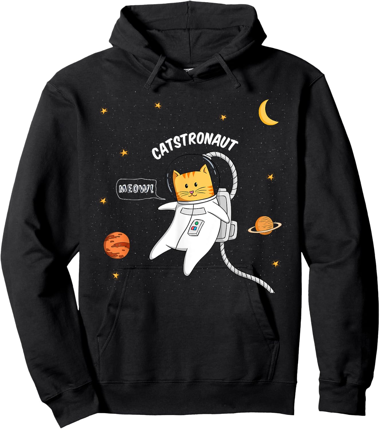 Catstronaut - Cute Astronaut Cat Flying in Space Men Women Girls Kids Hoodie - Hoodie | Black