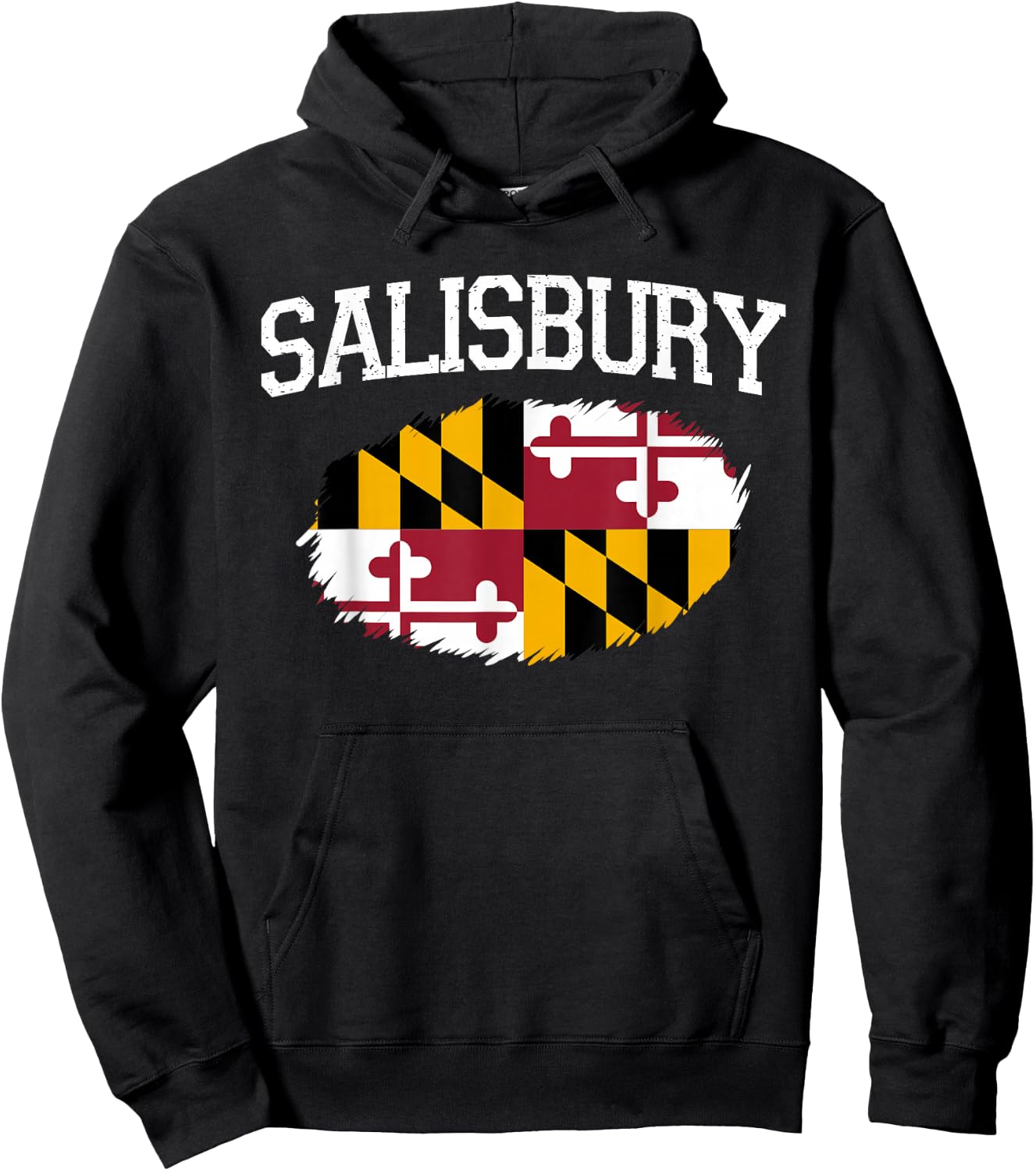 Salisbury MD Maryland Flag Vintage USA Sports Men Women Hoodie - Hoodie | Black