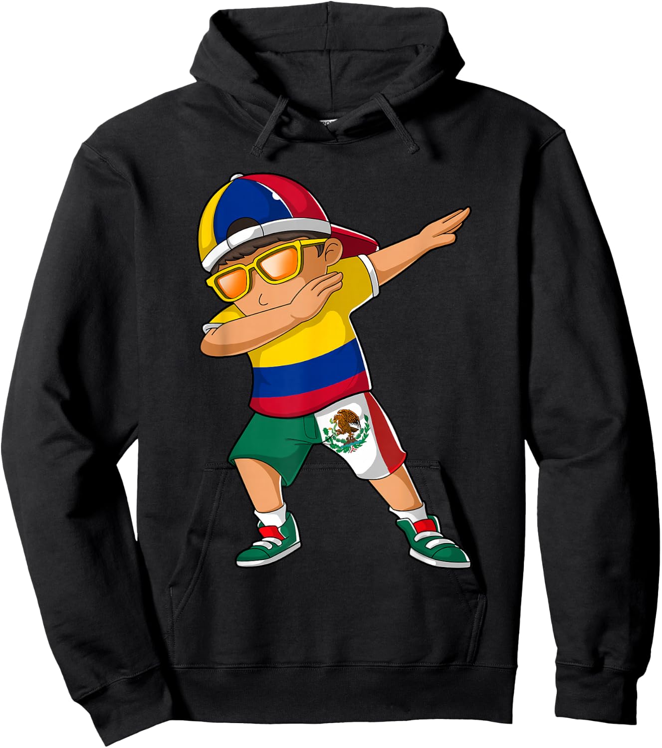 Half Colombian Half Mexican Boy Colombia Mexico Flag Hoodie - Hoodie | Black
