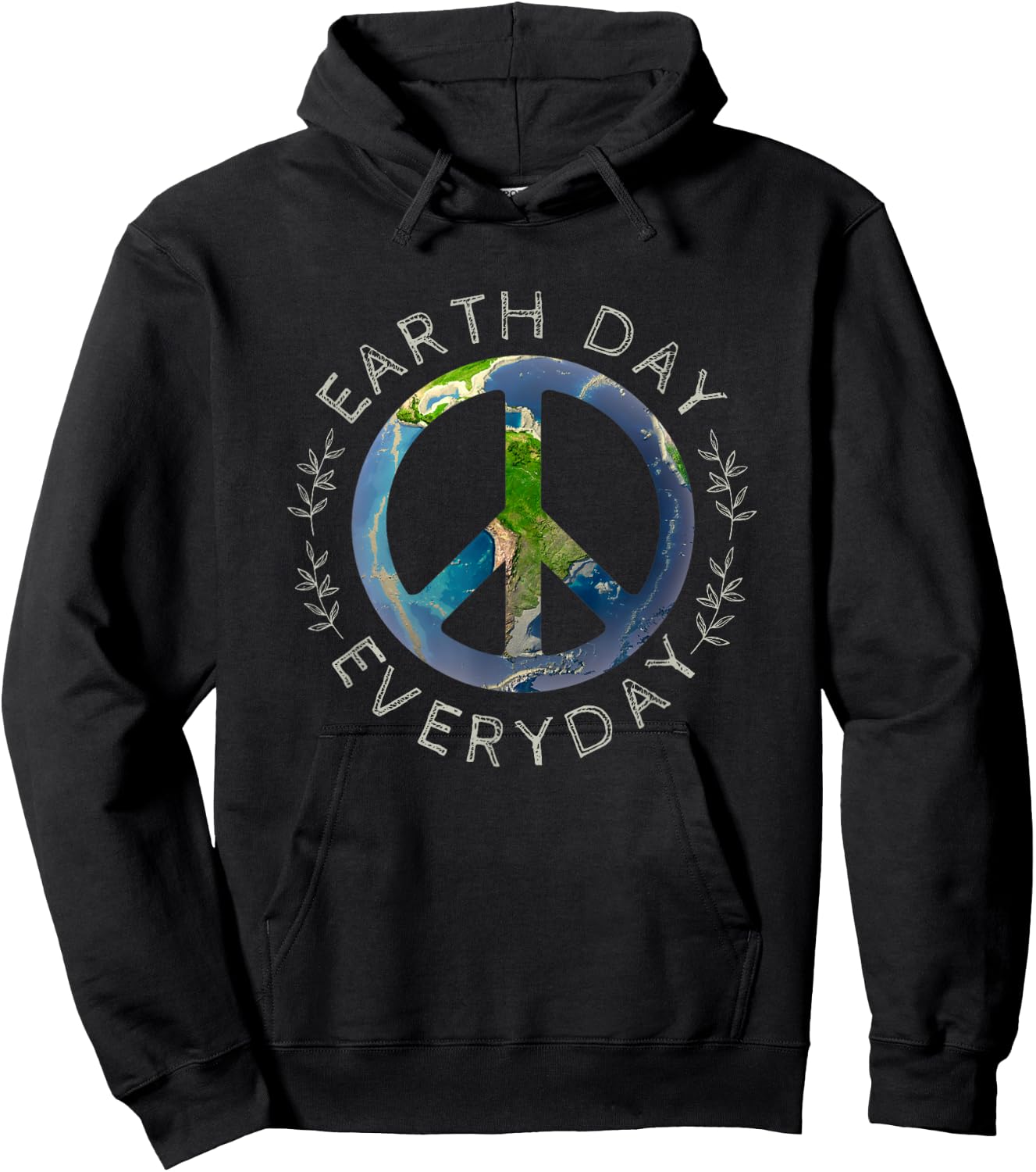 Earth Day Everyday - World Global Peace on Earth Sign Hoodie - Hoodie | Black