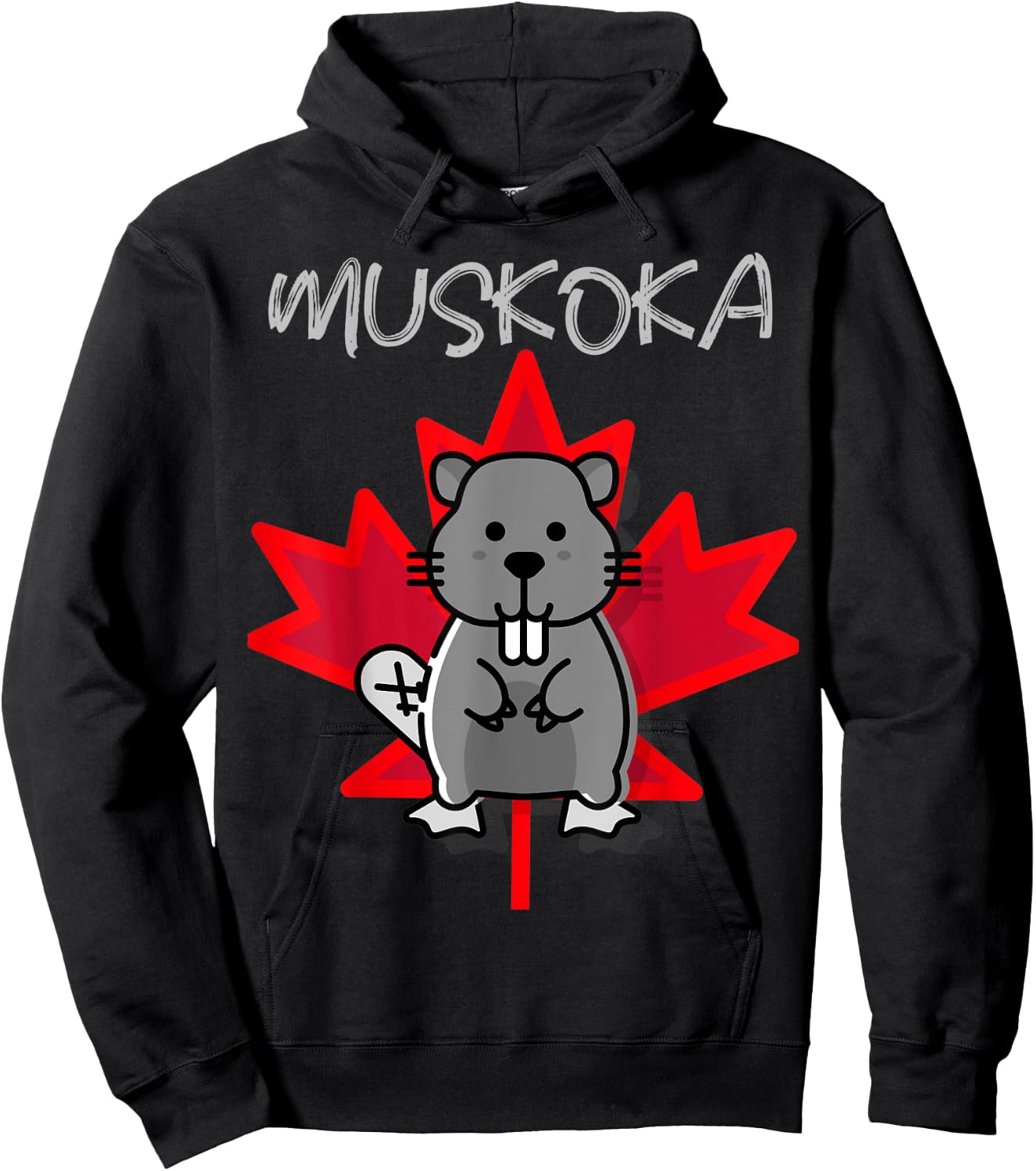 Muskoka Ontario Canada Beaver Poster Gift Hoodie - Hoodie | Black