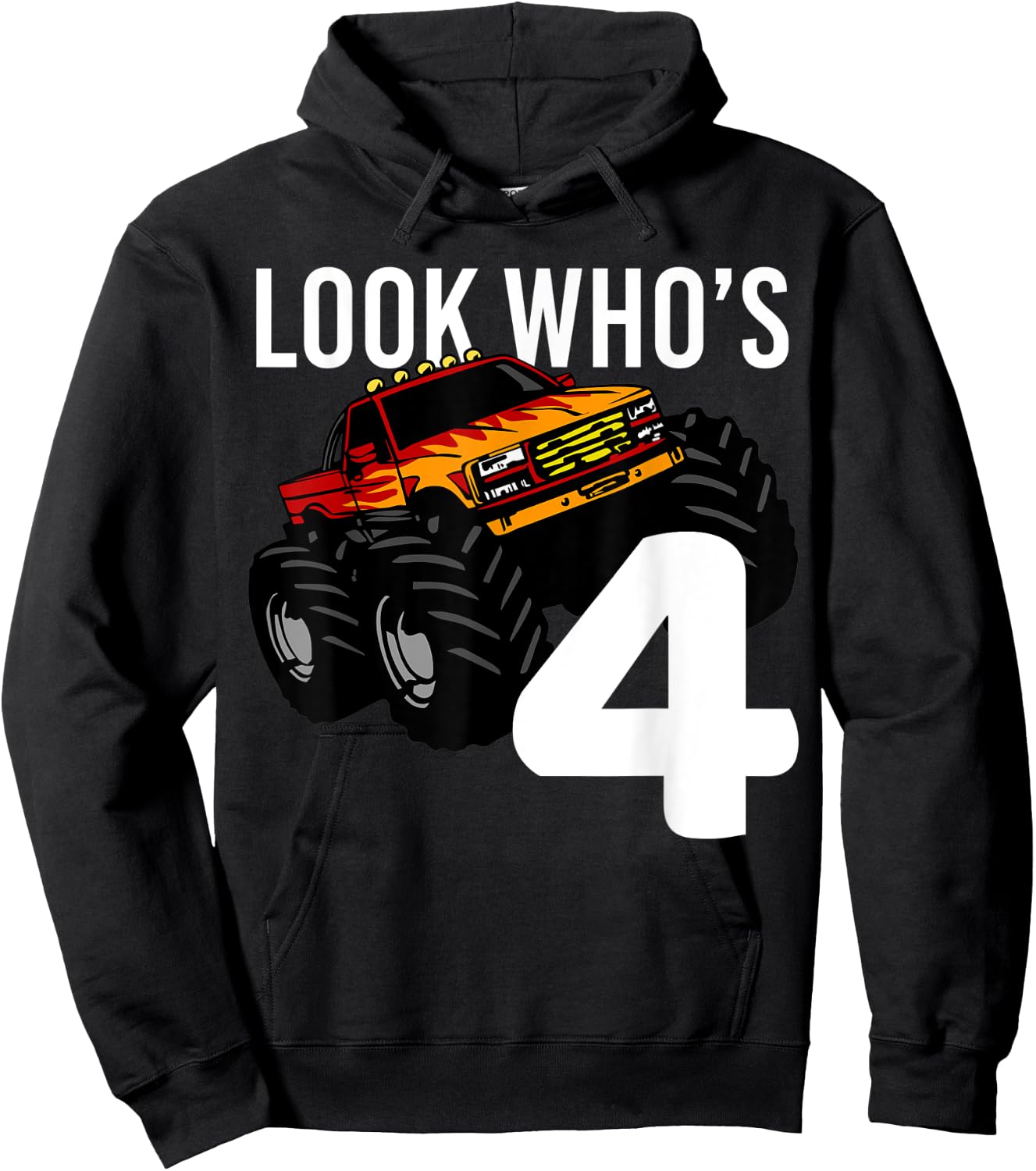 Monster Truck 4th Birthday for Boys | 4 year old Gift Hoodie - Hoodie | Black