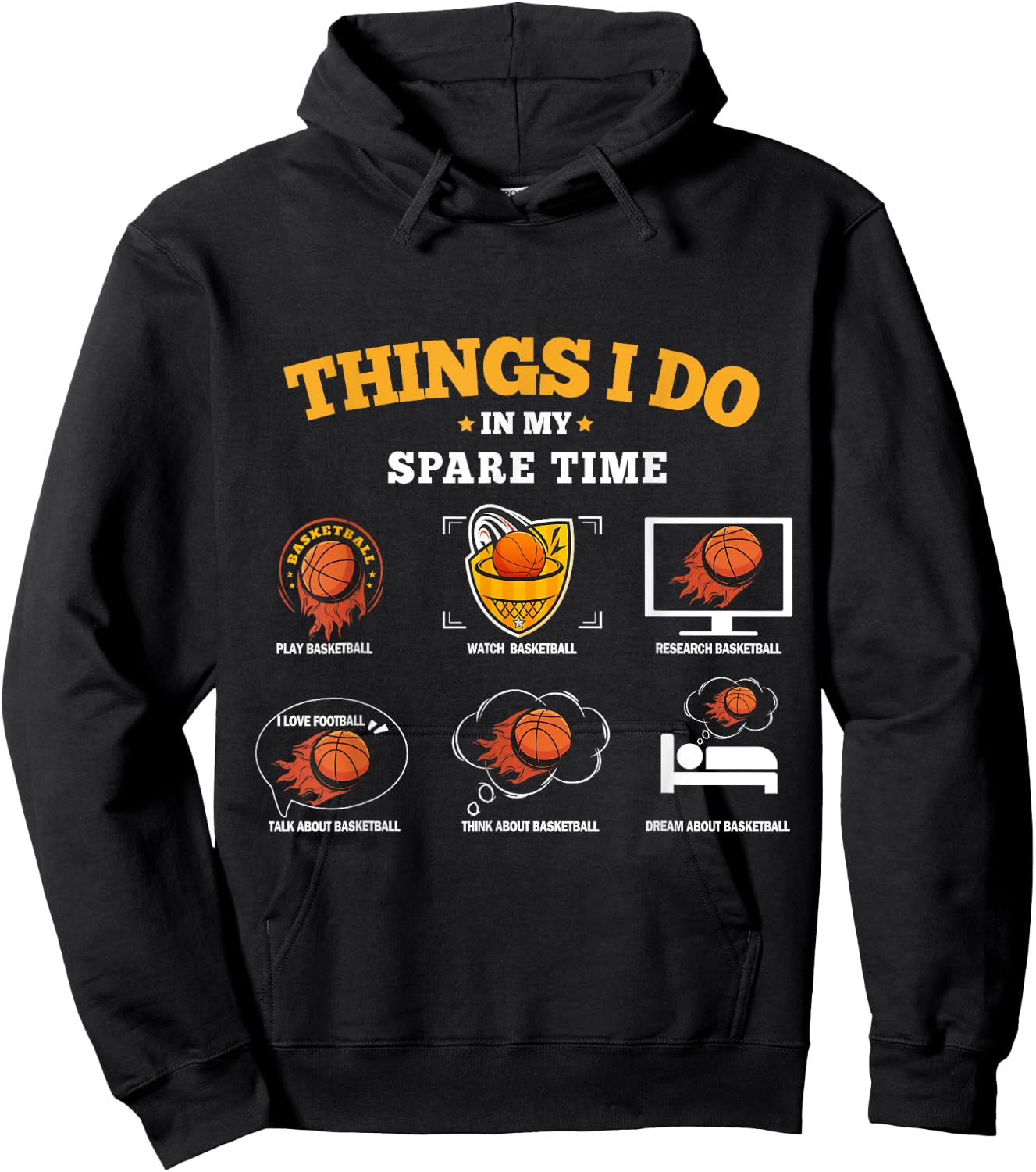 Things I Do In My Spare Time Basketball Design Boys Hoodie - Hoodie | Black
