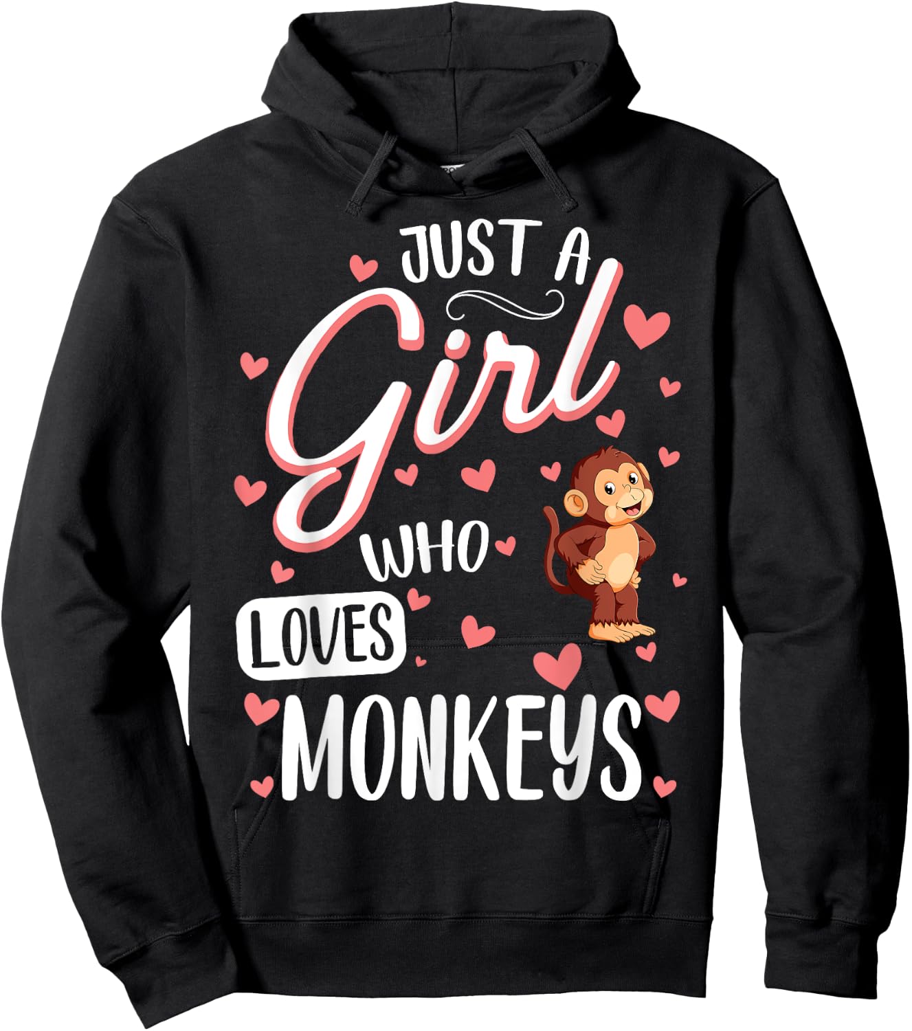 Just a Girl Who Loves Monkeys - Funny Monkey Lover Girl Hoodie - Hoodie | Black