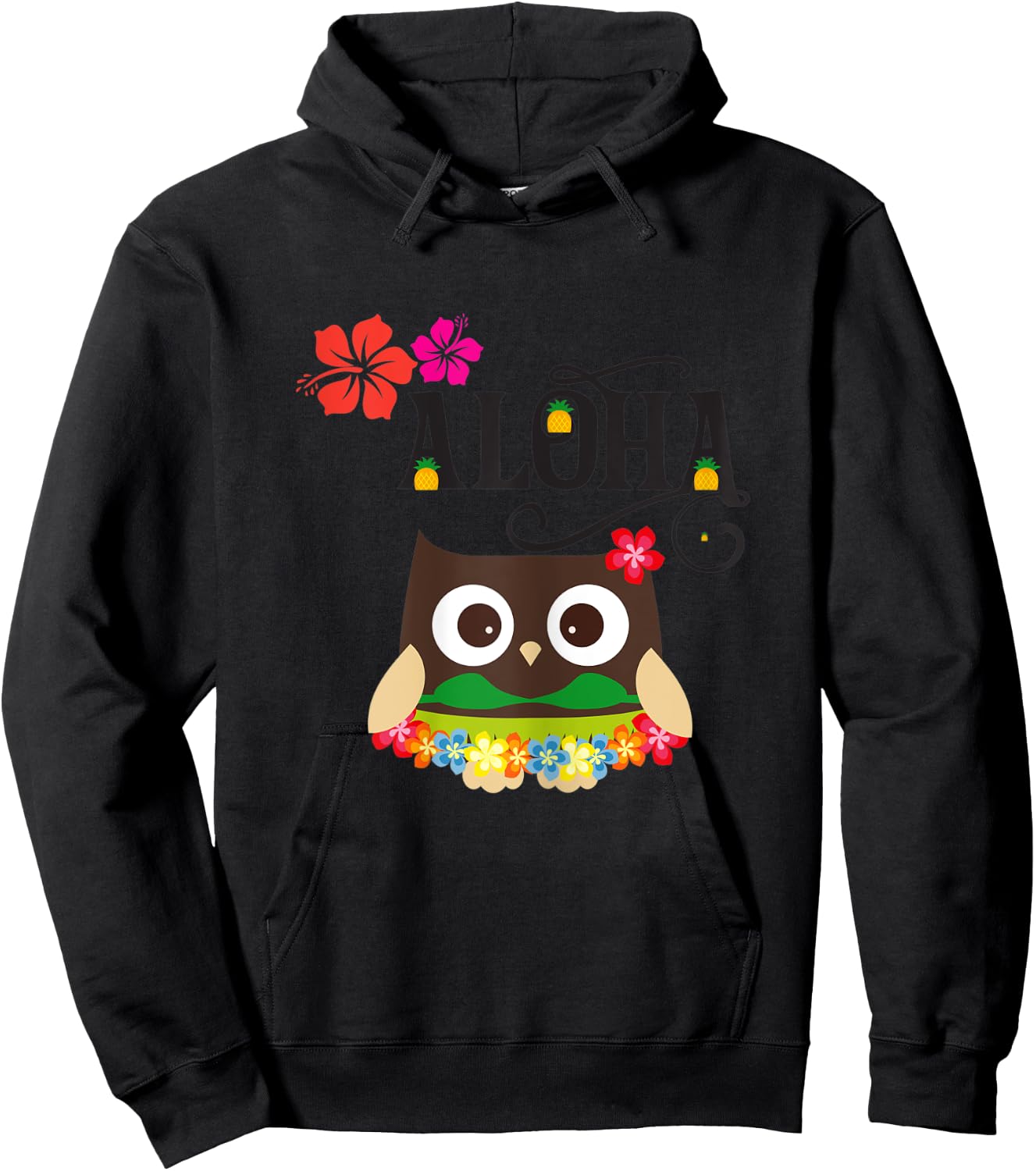 Cute Tropical Hawaiian Owl Luau Gifts Hoodie - Hoodie | Black