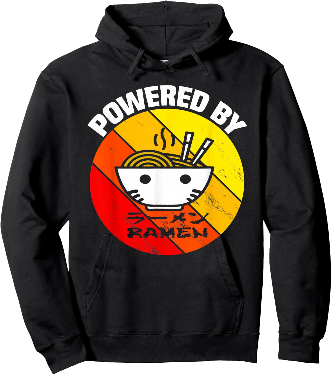 Vintage Powered by Ramen - Ramen Noodle Soup Hoodie - Hoodie | Black