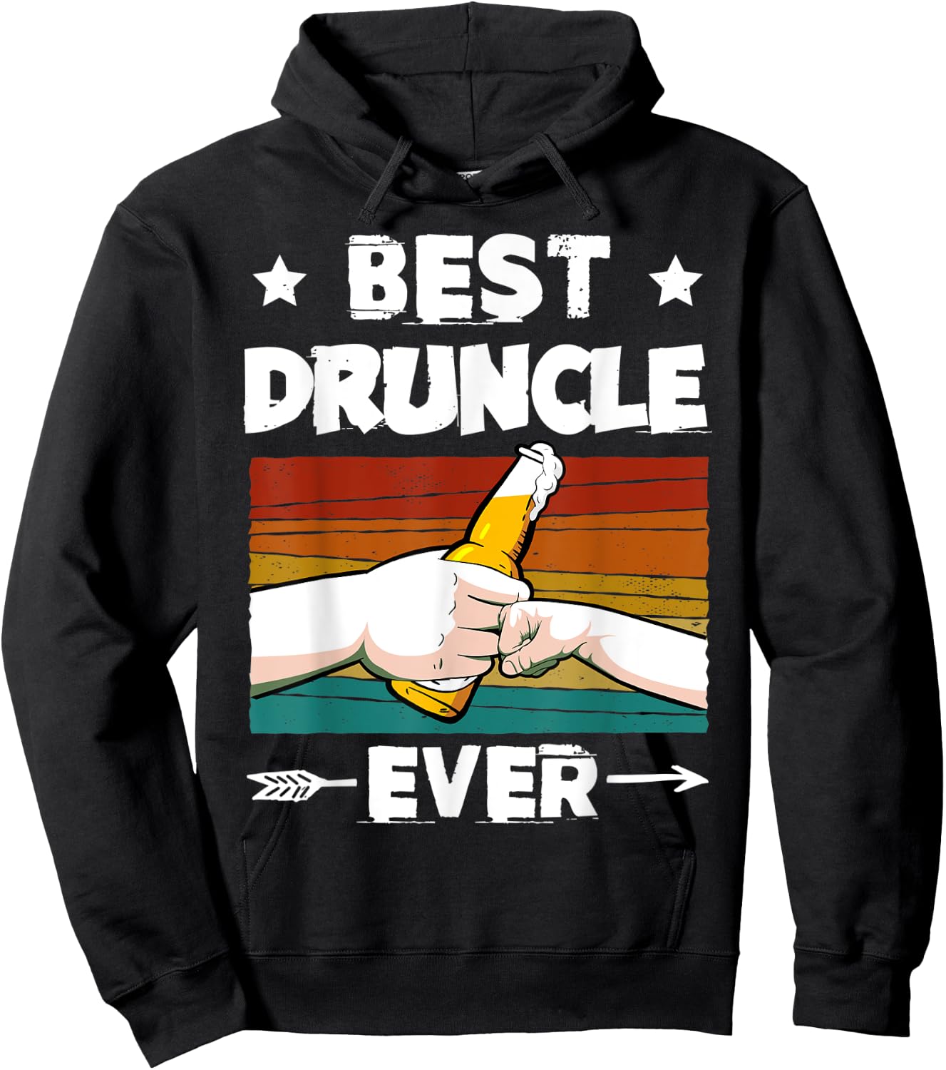Best Druncle Ever Funny Beer Drinker Uncle Fist Bump Hoodie - Hoodie | Black