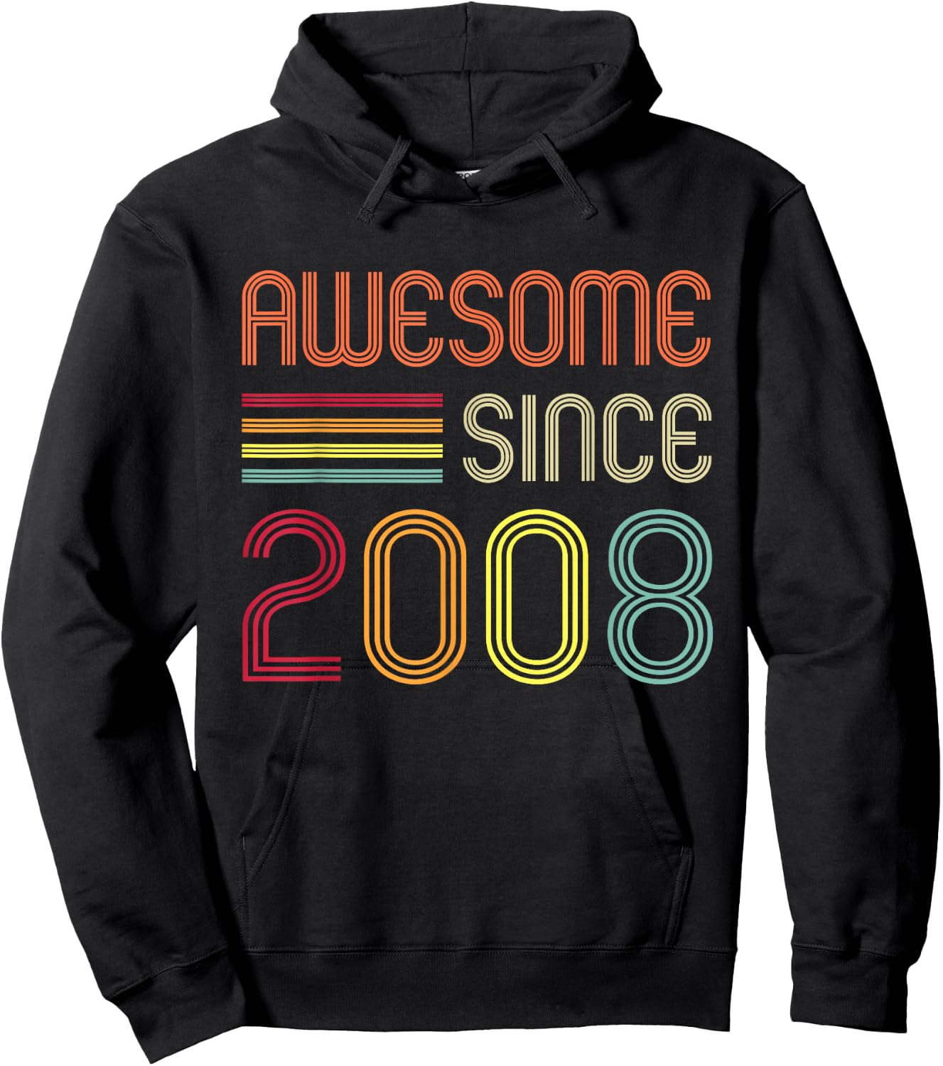 Awesome Since 2008 14th Birthday Retro Short Sleeve Hoodie - Hoodie | Black