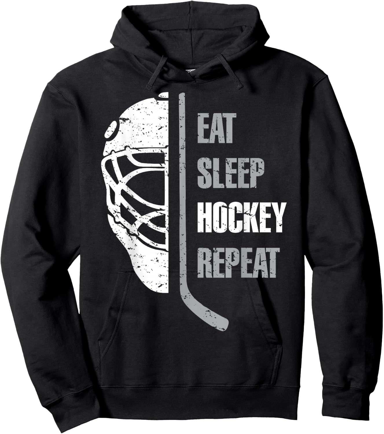 Eat Sleep Hockey Repeat Christmas For Teen Adult Hockey Hoodie - Hoodie | Black