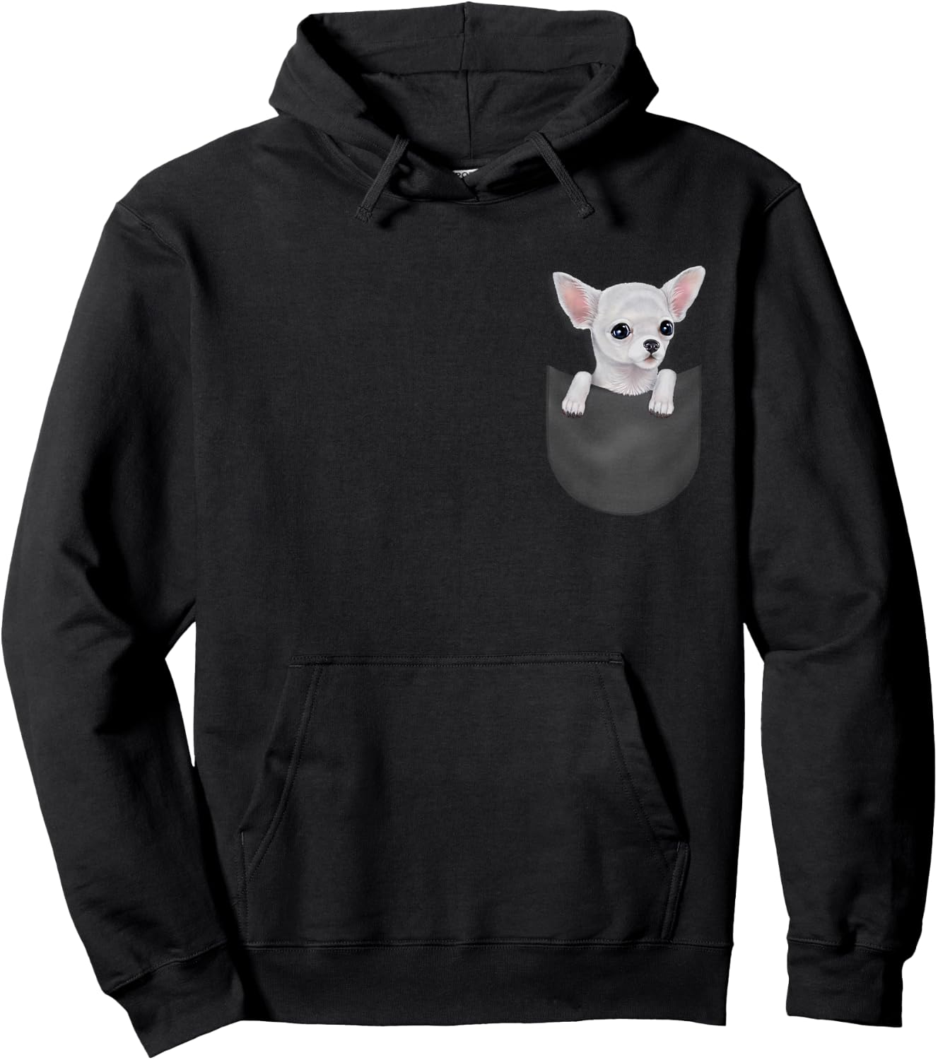 Fox Republic Design -Adults Black Cartoon Chihuahua Dog Hoodie - Hoodie | Black