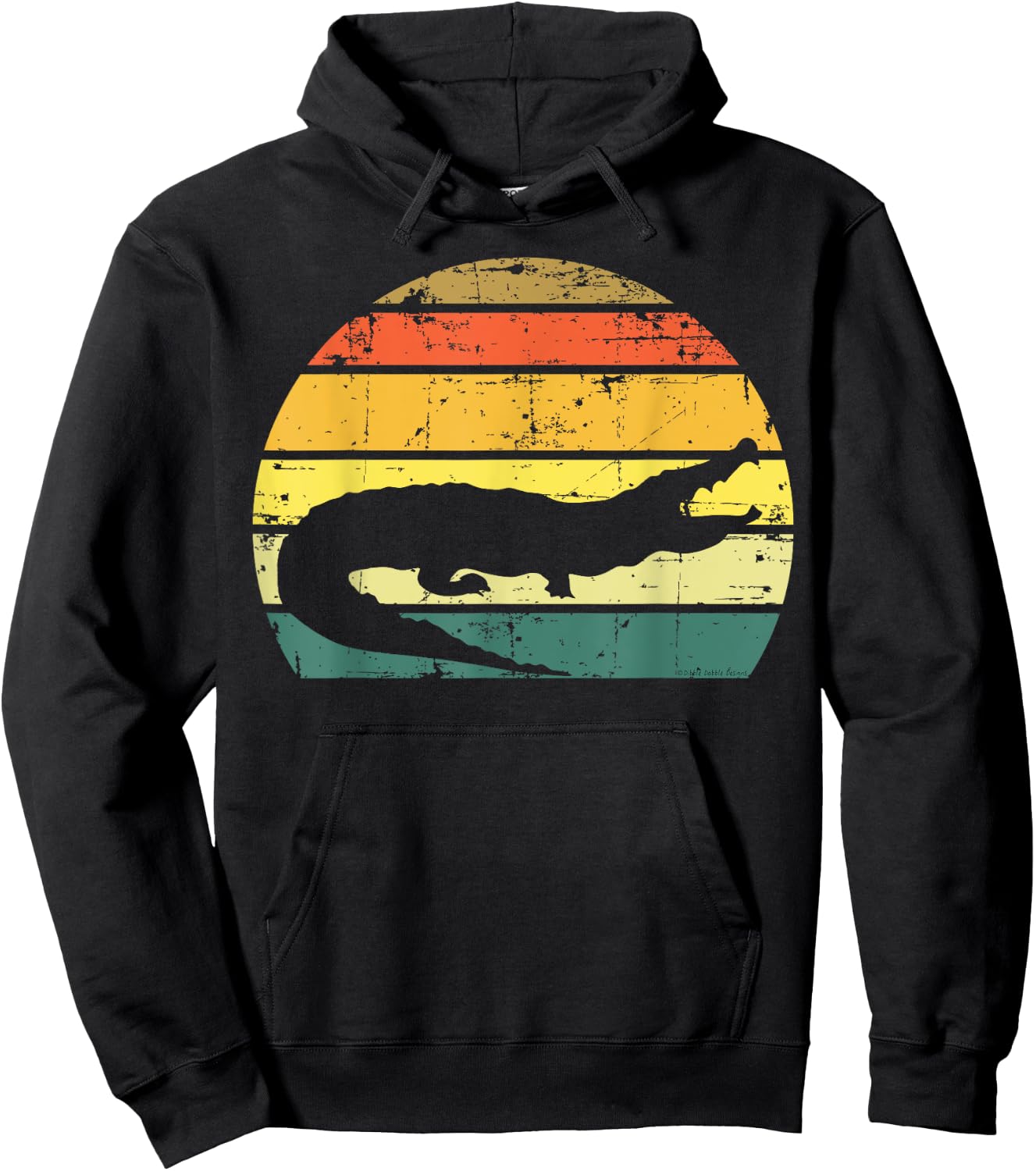 Retro Sunset Grunge Alligator Everglades Design Hoodie - Hoodie | Black